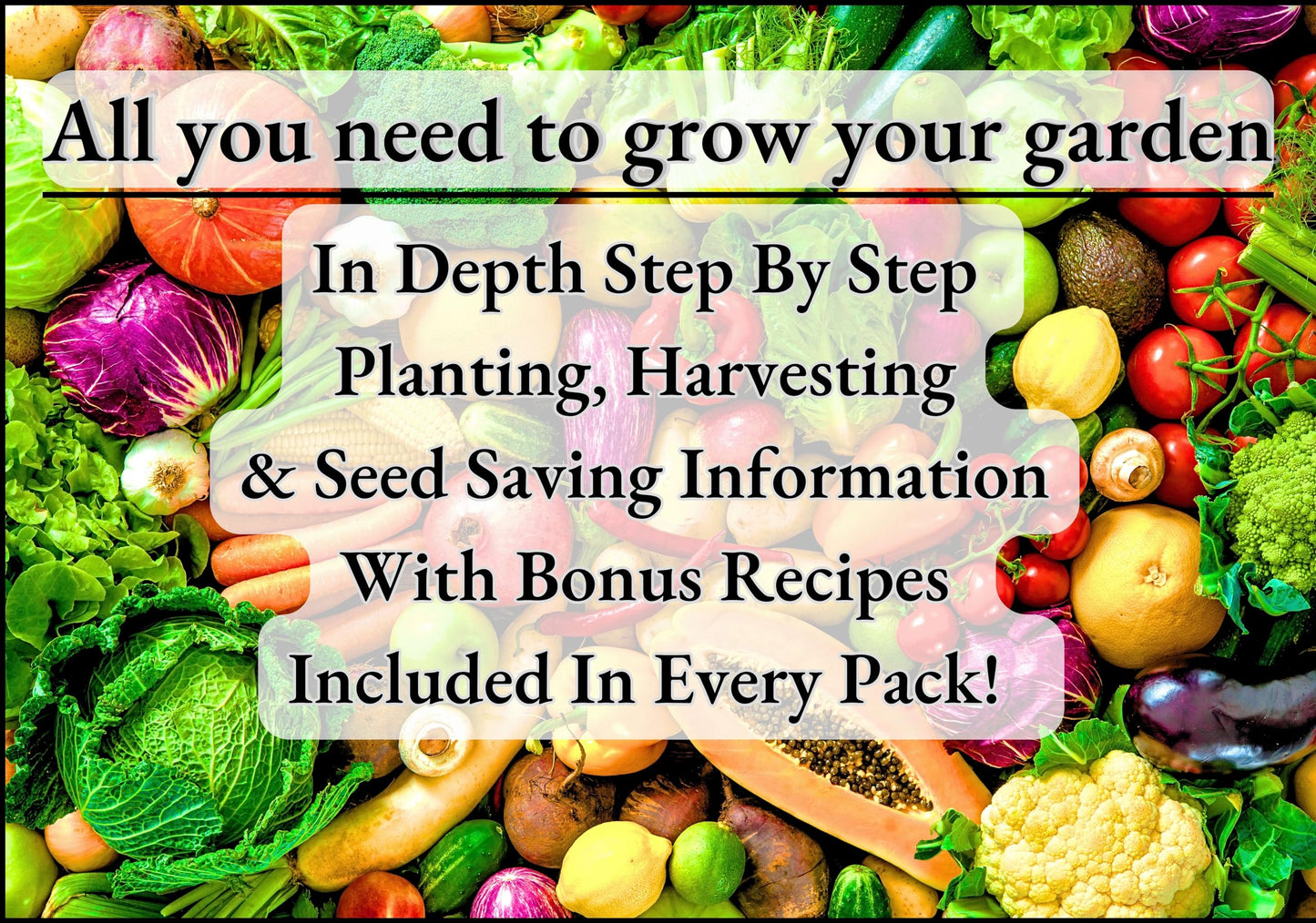 100 Seed Packets, 50 Different Vegetable & Fruit Seeds. 100,000 Individual Seeds for Long-Term Storage & Future Growing Seasons for Your Easy to Grow Garden. by B&KM Farms