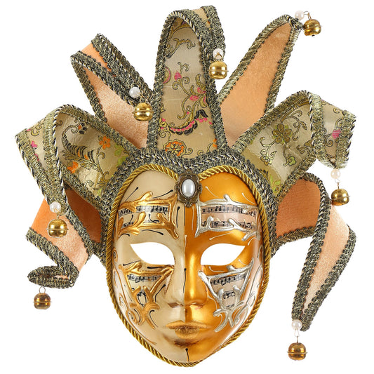 Quligeta Masquerade Venetian Jester Mask Music Mardi Gras Wall Decorative Art Collection Mask (Golden)