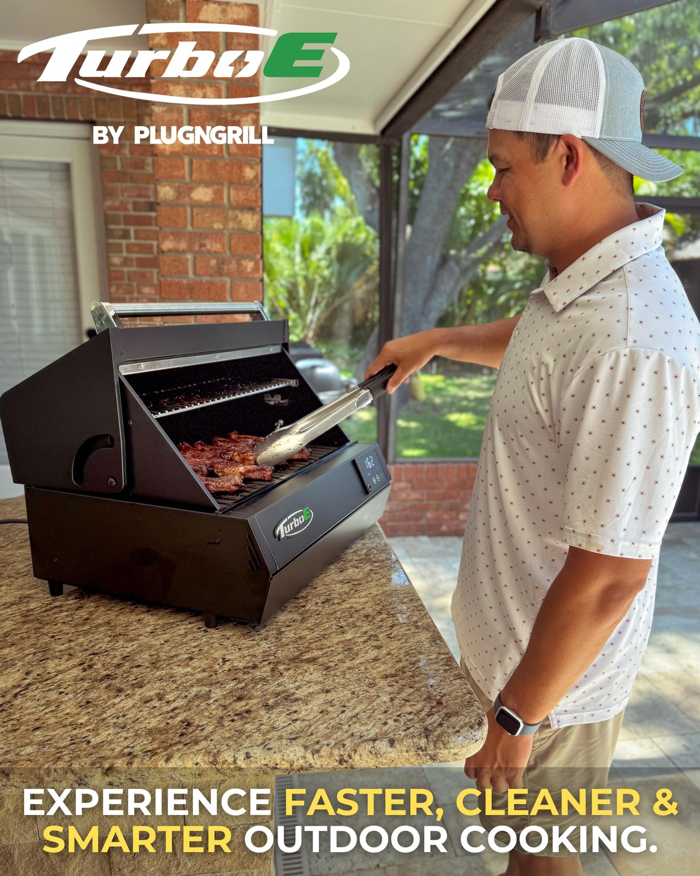 Turbo E Outdoor Electric Grill by PLUGNGRILL - High-Power 1700W Infrared Grill Technology - 24-Inch Smart BBQ Grill with Probe & Digital Display for Precise Cooking & Searing