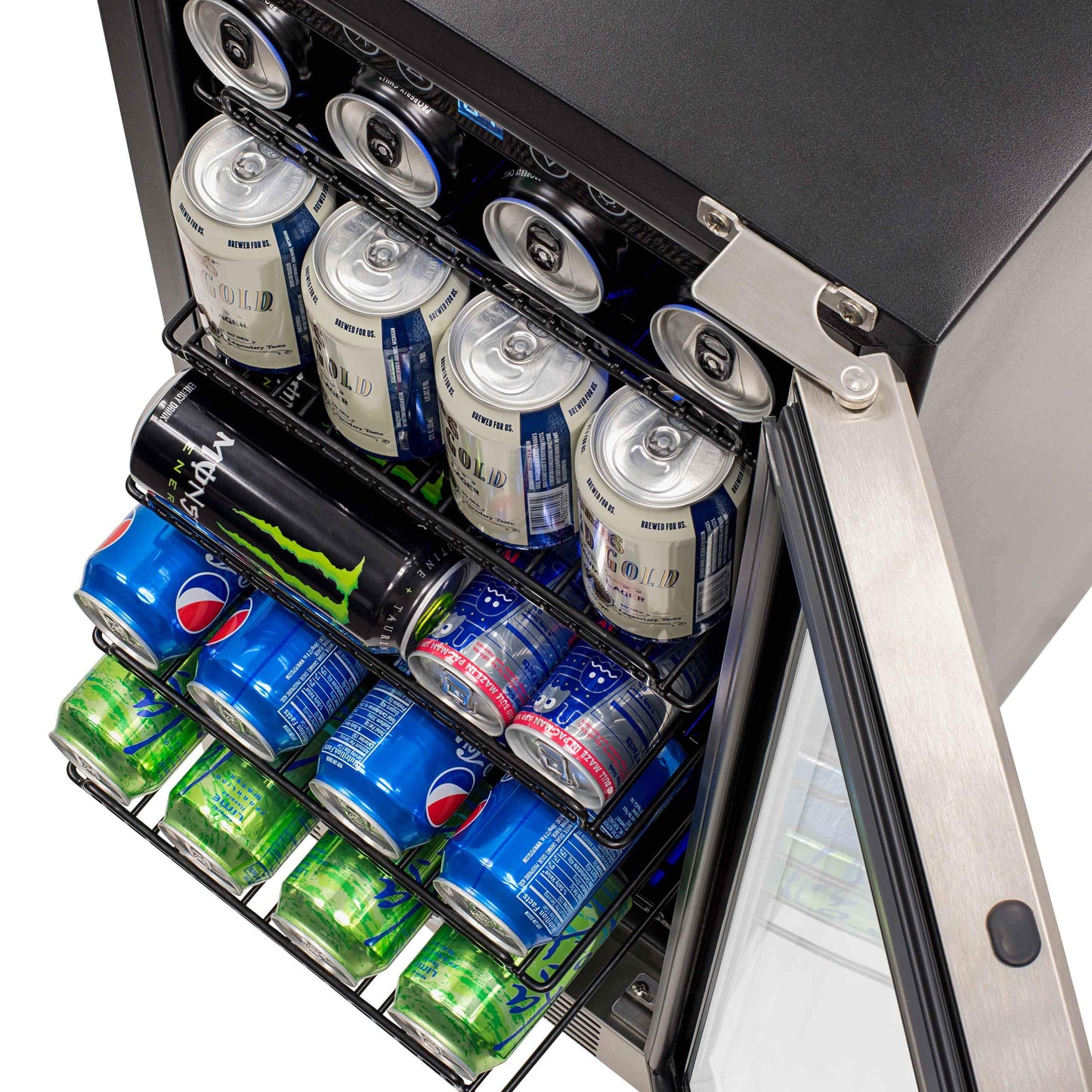 NewAir Beverage Refrigerator Cooler with 96 Can Capacity - Built-in Mini Bar Beer Fridge for Bedroom, Dorm, Office - Small Refrigerator Cools to 34F Perfect For Beer, Soda, And Drinks