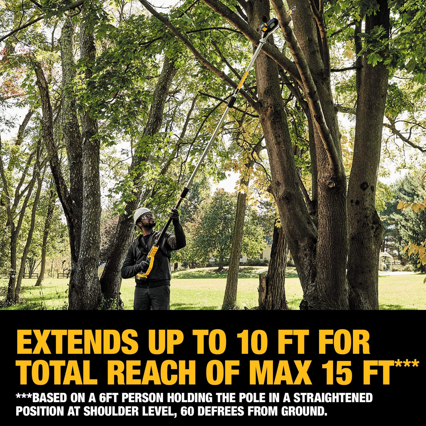 DEWALT 20V MAX* XR Pole Saw, 15-Foot Reach (DCPS620M1)