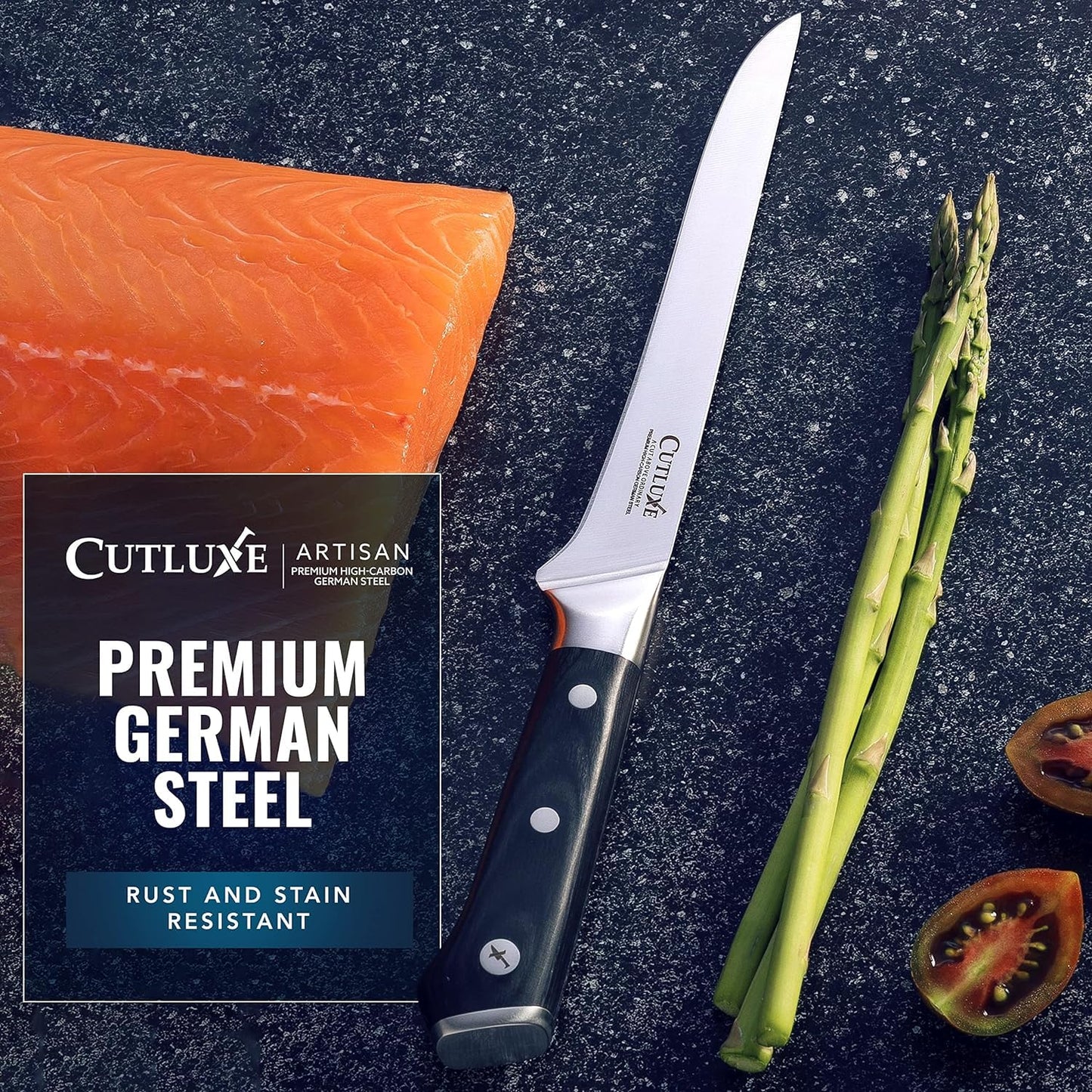 Cutluxe Boning & Fillet Knife – 6" Deboning Knife, Perfect for Meat Trimming – Razor Sharp Blade from High Carbon German Steel – Full Tang & Ergonomic Handle, Grilling Gifts for Men – Artisan Series