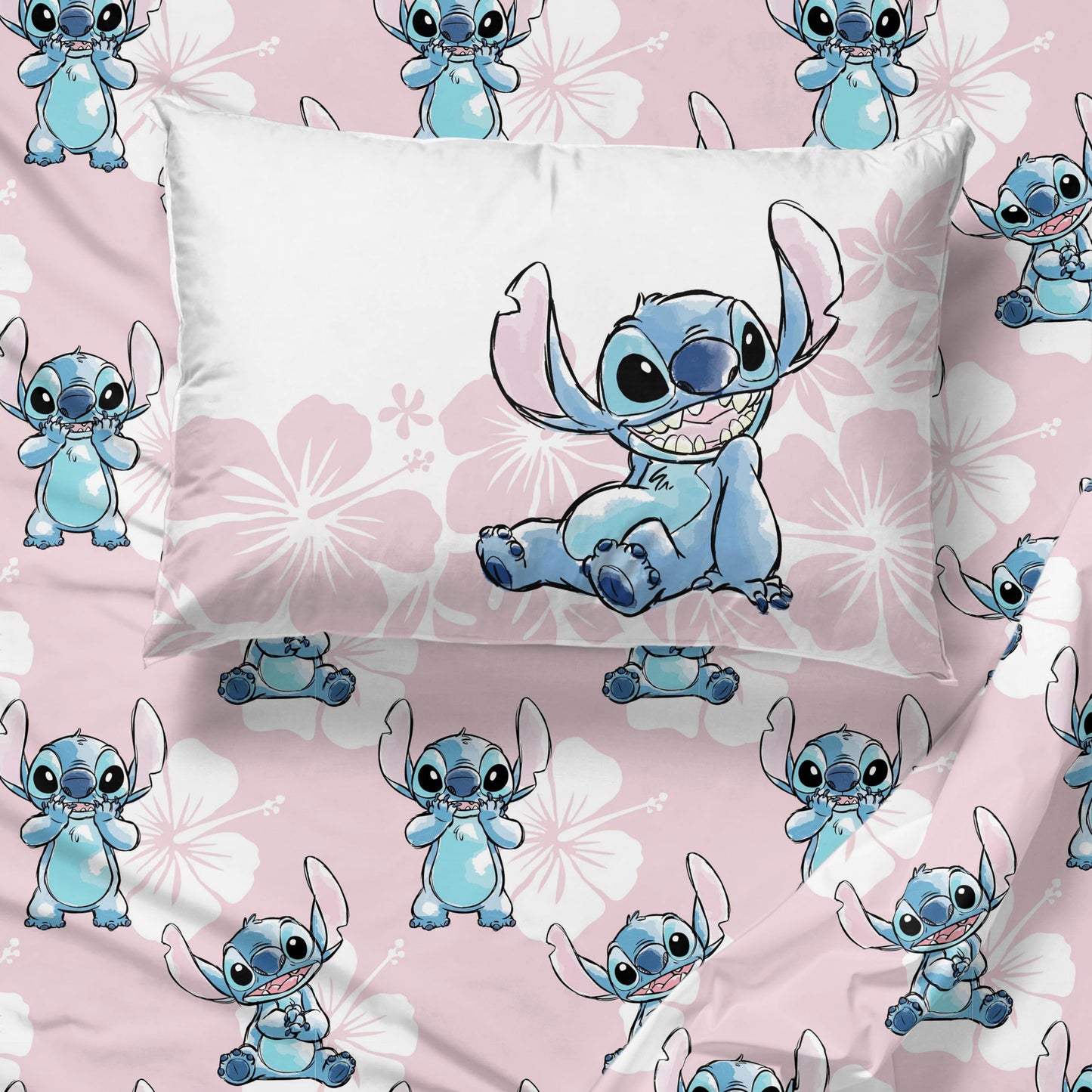 Jay Franco Disney Lilo & Stitch Twin Comforter Set - 5 Piece Bedding Includes Sheet Set & Pillow Covers - Super Soft Kids Floral Bedding