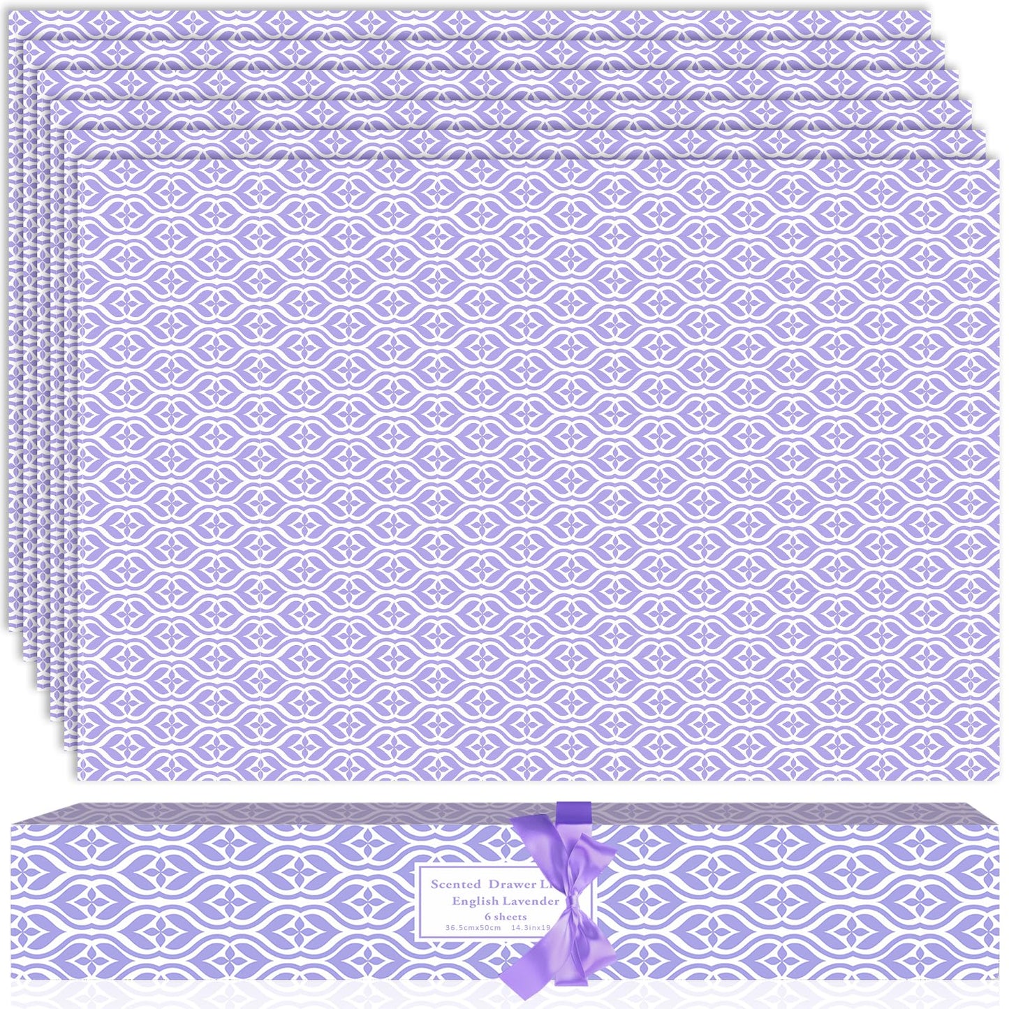 SCENTORINI Lavender Scented Drawer Liners, 6 Sheets Fragrant Paper Liners Non-Adhesive Paper Sheets for Home Closet, Dresser Drawers, for Home Fragrance