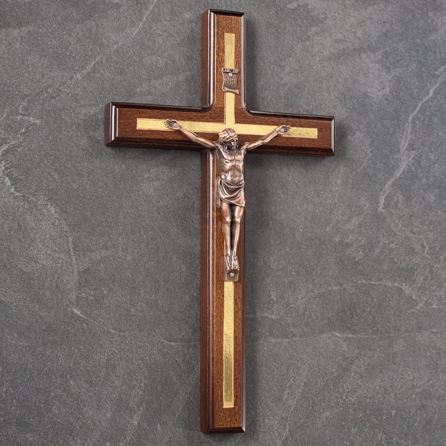 Asterom Crucifix Wall Cross - Handmade Wood Cross Wall Decor - Catholic Crucifix - 12 Inch