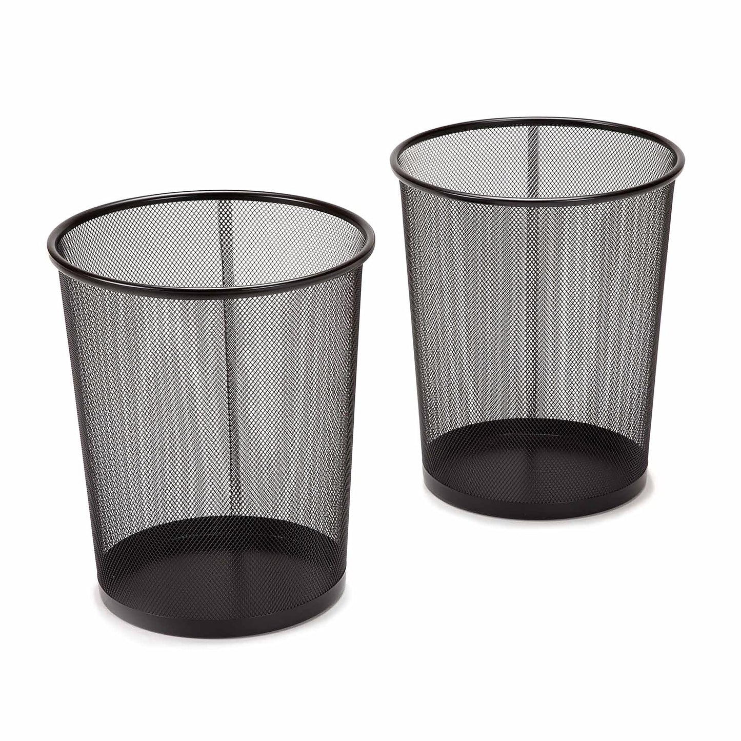 Seville Classics 2-Pack Steel Mesh Round Trashcan Wastebasket for Trash or Recycle in The Home, Office, or Garage, Black, 6 Gallon