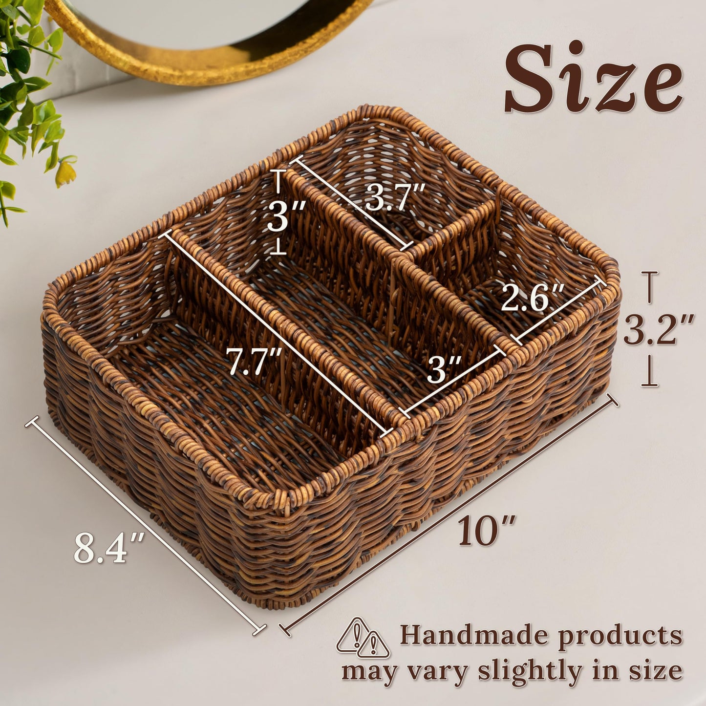 WeeNest Tea Bag Holder Organizer, Sugar Packet Holder, Tea Organizer for Tea Bags, Coffee Holder for K Cups, K-Cup Storage, K Cup Basket, Condiment Organizer, Resin Wicker, Toffee