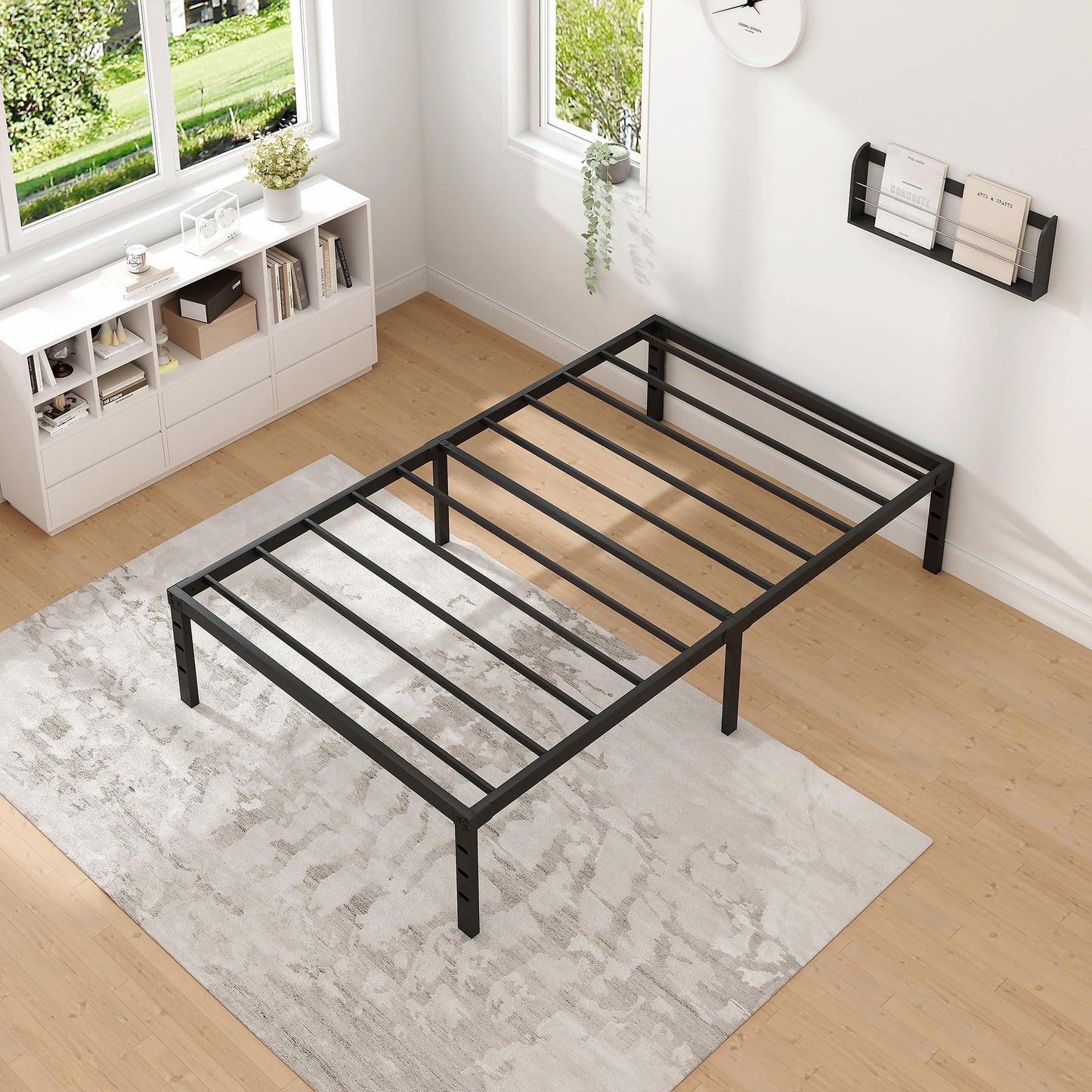 NEW JETO Metal Bed Frame-Simple and Atmospheric Metal Platform Bed Frame, Storage Space Under The Bed Heavy Duty Frame Bed, Sturdy Twin Size Bed Frame, Suitable for Bedroom, Twin