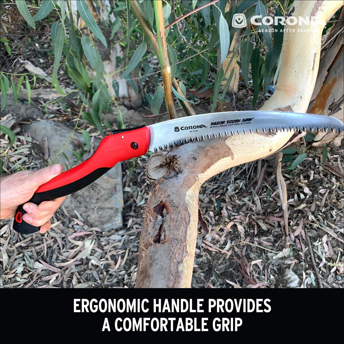 Corona Tools 10-Inch RazorTOOTH Folding Saw | Pruning Saw Designed for Single-Hand Use | Curved Blade Hand Saw | Cuts Branches Up to 6" in Diameter | RS 7265D