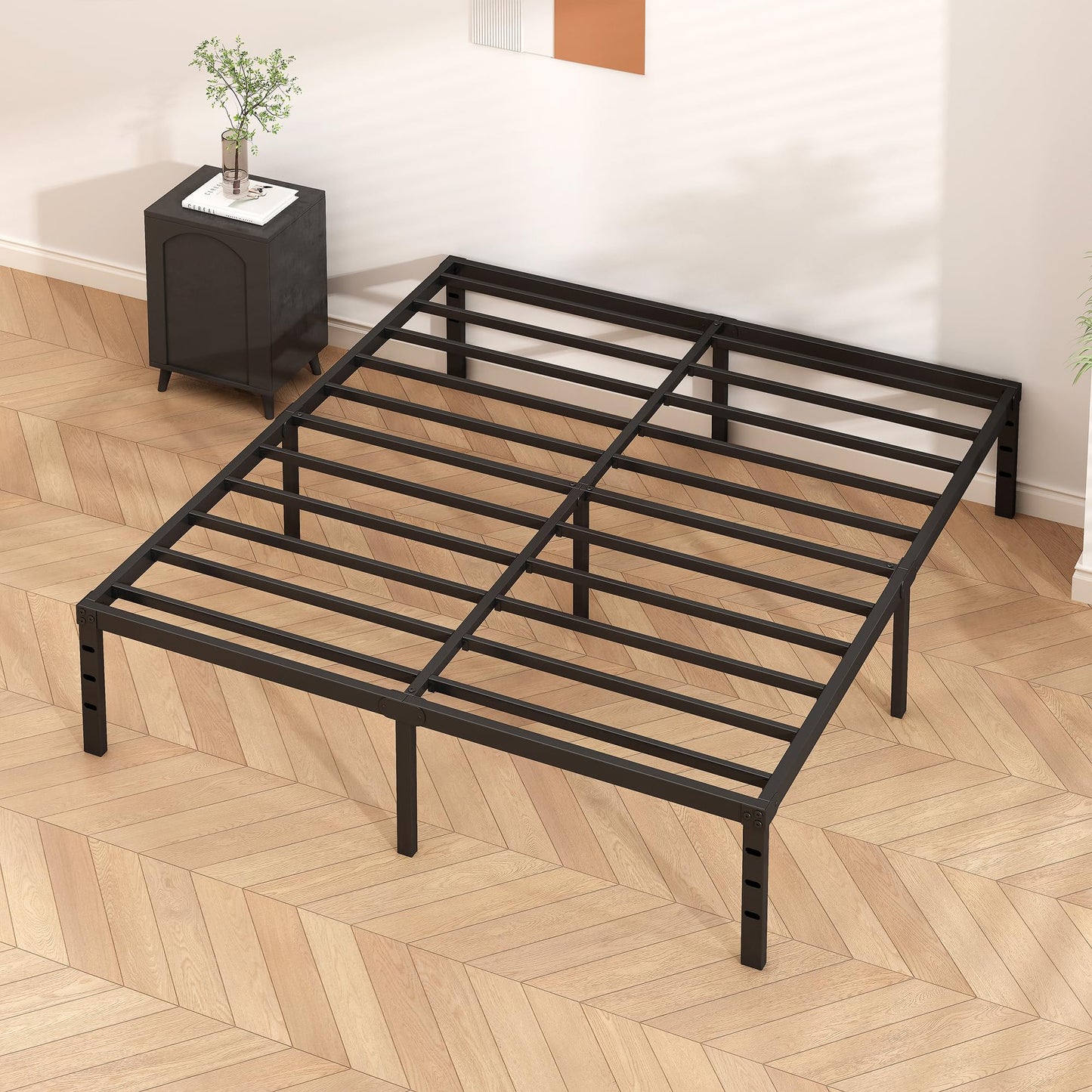 HLIPHA Metal Platform Bed Frame 18 Inch Tall Bed No Box Spring Needed,King Size Bed with Heavy Duty Strong Support Slats,Easy to Assemble,Black