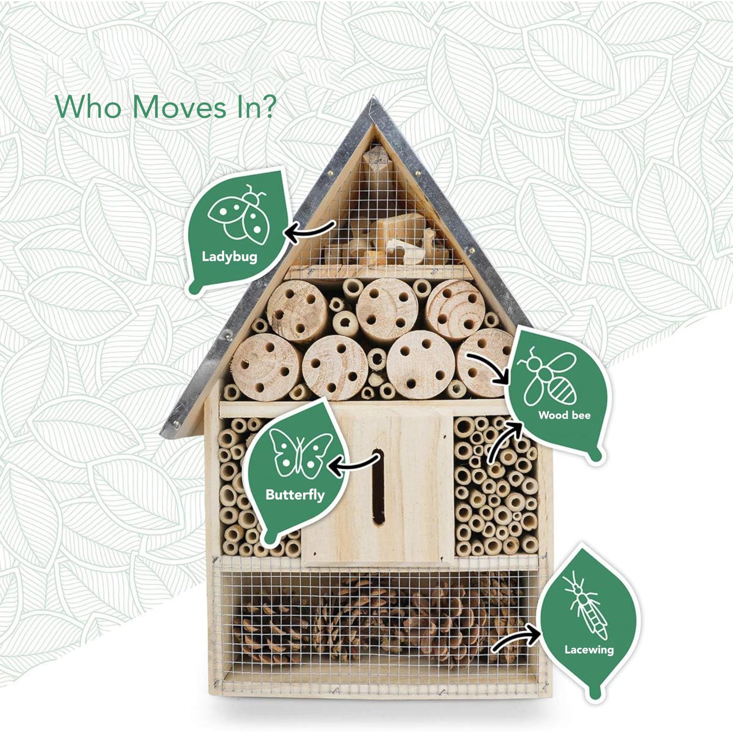 WILDLIFE FRIEND Premium Weatherproof Insect Hotel - Durable Bug House, Bee Home Box for Garden - Ideal Habitat for Bees, Ladybirds, Butterflies - Enhance Biodiversity & Eco-Balance