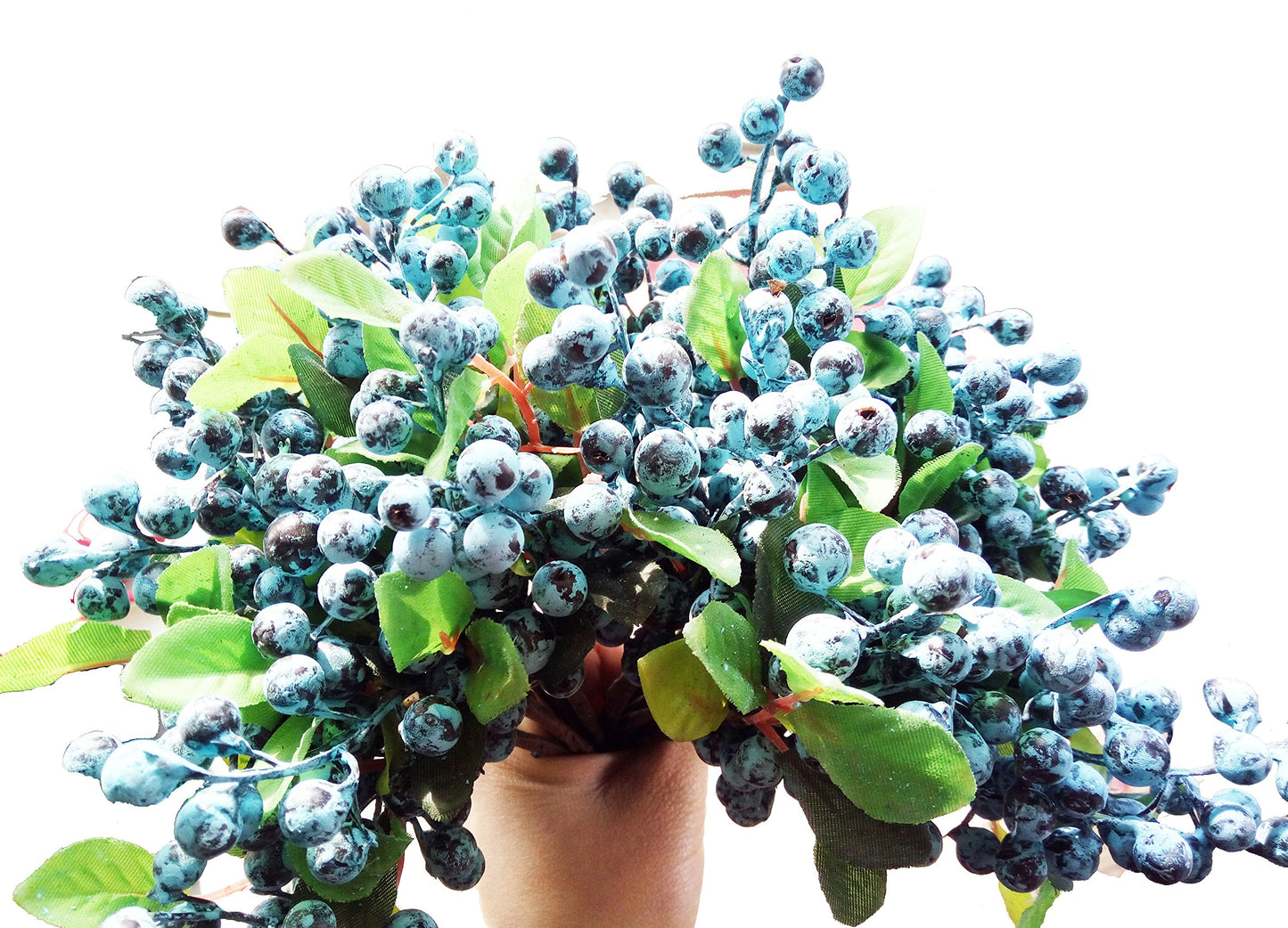 Mistari 10 Pack Artificial Flowers California Faux Blueberries Artificial Stems for Decorating Blueberry Picks Fruit Fake Silk Flowers Home Decorative Party Wedding (Blue)