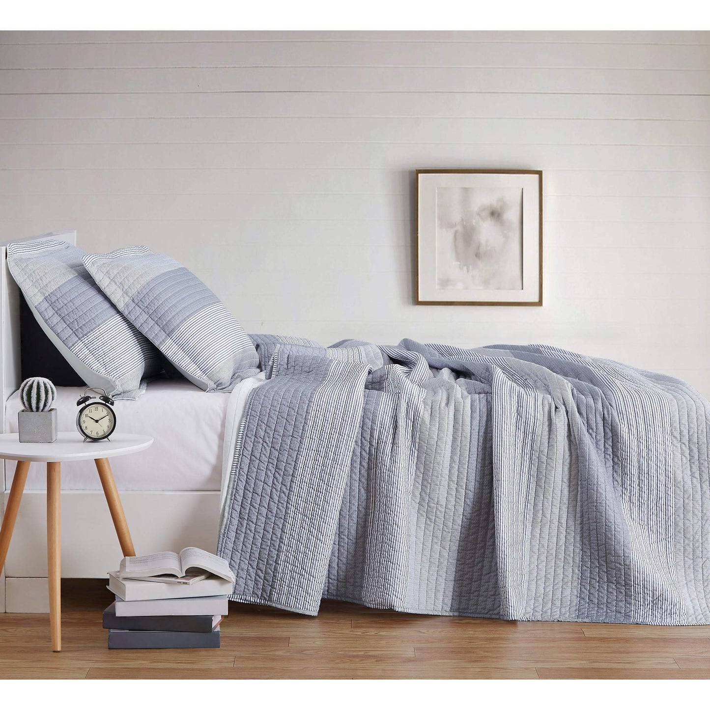 Truly Soft Grey Multi Stripe Twin XL 2 Piece Quilt Set