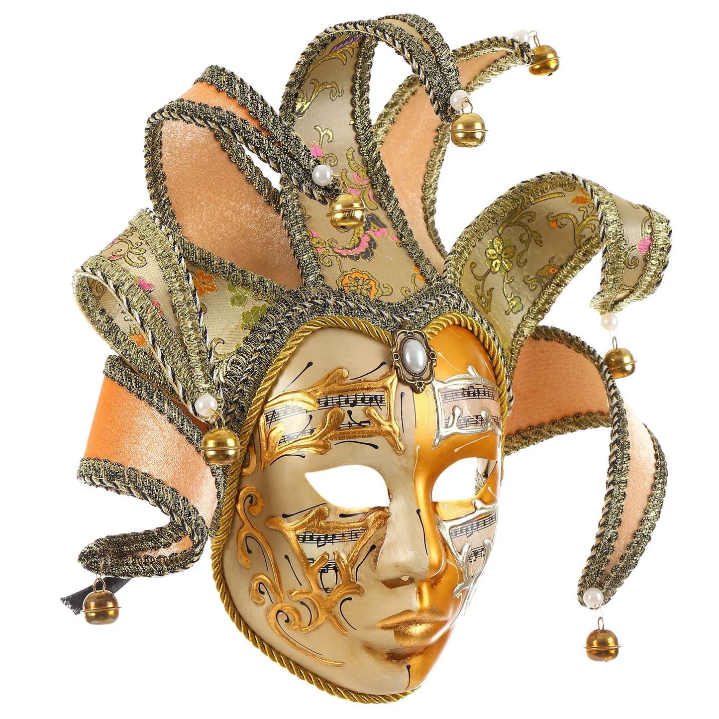 Quligeta Masquerade Venetian Jester Mask Music Mardi Gras Wall Decorative Art Collection Mask (Golden)