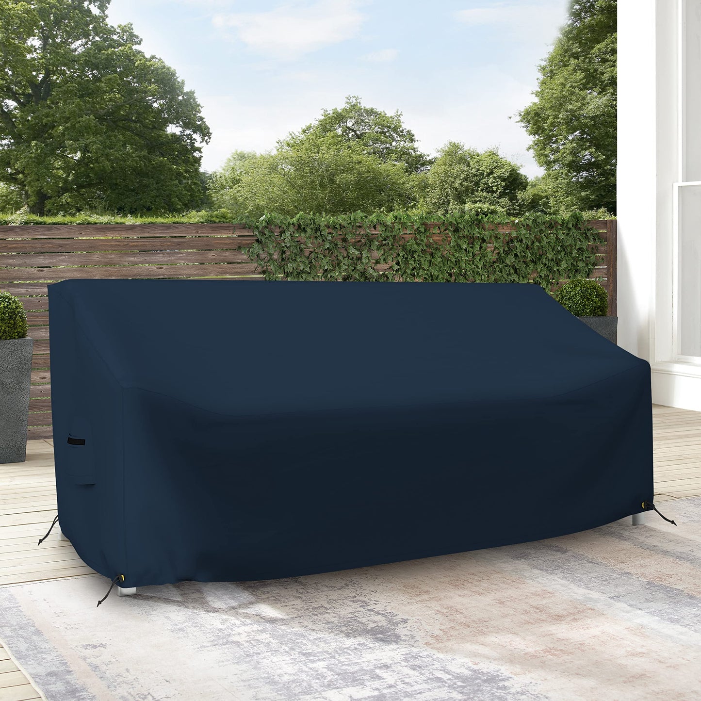 Covers & all Outdoor Loveseat Sofa Cover, 12 Oz Waterproof UV & Weather Resistant Patio Furniture Bench Cover Outdoor Use with Air Vent & Drawstrings (78"W x 29"H x 38"D x 15"FH, Blue)