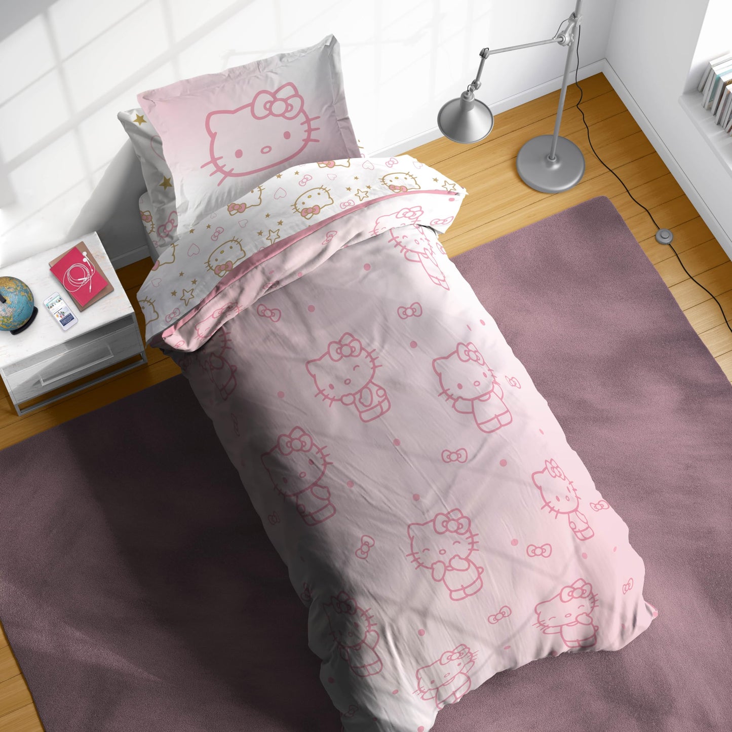 Jay Franco Hello Kitty Twin Comforter Set - 5 Piece Bedding Includes Sheet Set & Pillow Covers - Super Soft Pink Bedding