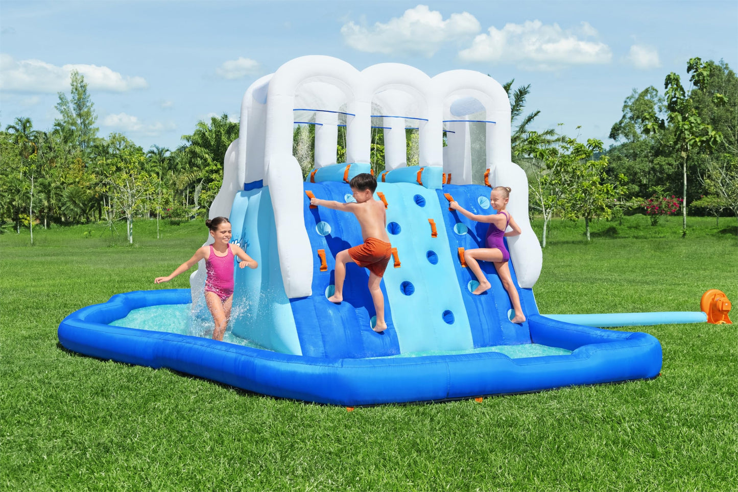 Bestway H2OGO! Waterfall Waves Mega Water Park | Inflatable Slide and Pool Fits Up to 6 Children