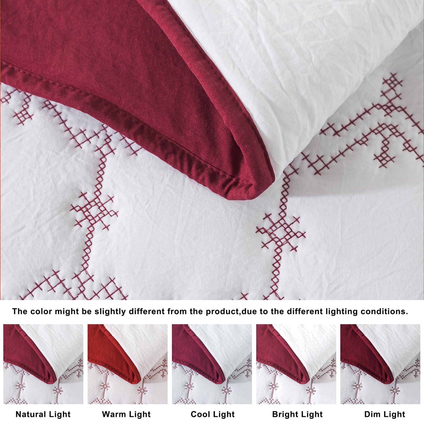 WDCOZY Red Christmas Oversized California King Size Quilt Bedding Sets with Pillow Shams, Cal King Soft Lightweight Bedspread Coverlet, 3 Pieces, 118x106 inches