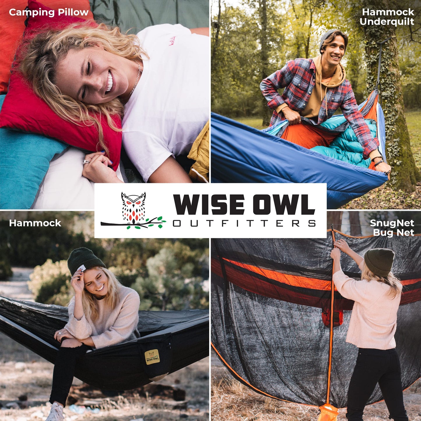 Wise Owl Outfitters Camping Hammock - Camping Essentials, Portable Hammock w/Tree Straps Up to 500lbs, Hammock for Outside, Hiking, and Travel - Double, Sage and Dark Green