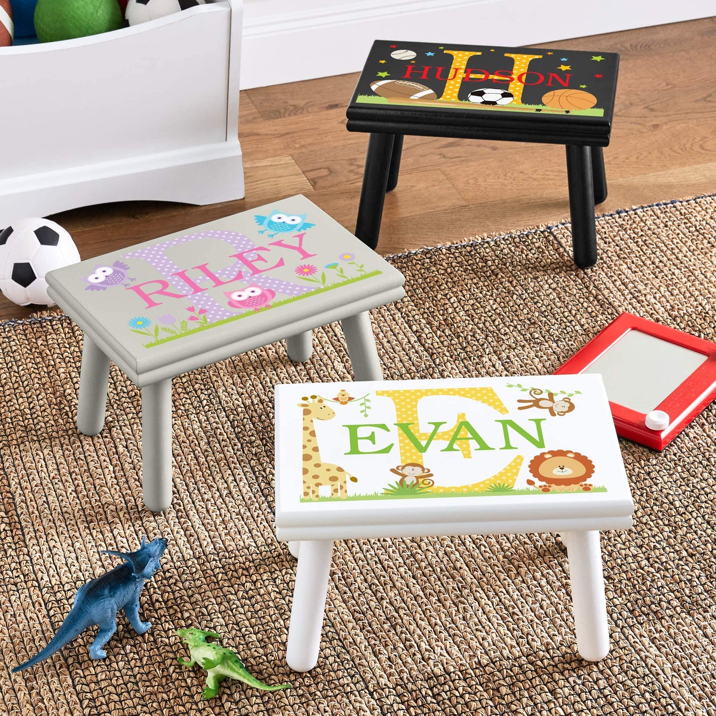 Let’s Make Memories Personalized My Own Name Step Stool - Children’s Step Stool - Sturdy Wood – Non-Toxic Paint, Sealer - Unicorn Design - Natural - 14’Wx9.25”Lx8.75”H - Ages 3+