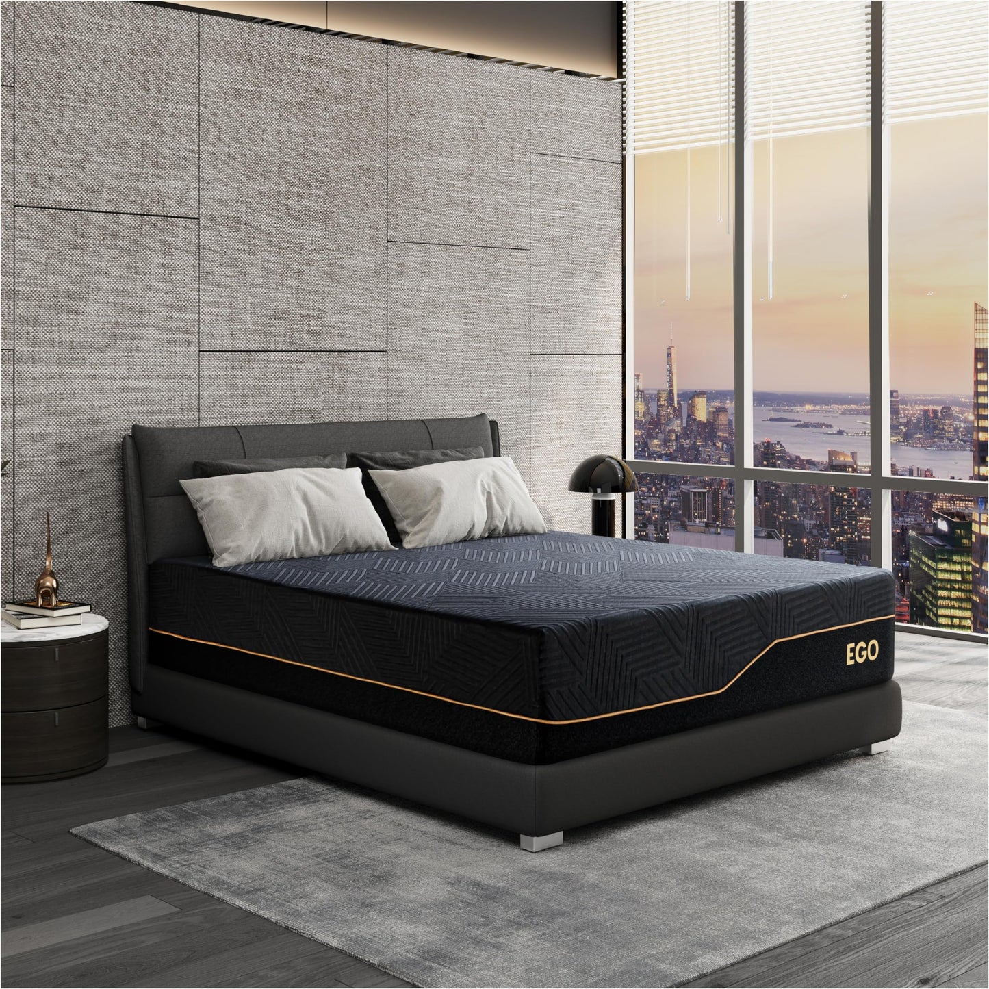 Dyonery King 14 Inch Memory Foam Mattress in a Box, Cooling Knit Fabric Cover, Copper-Gel Memory Foam, Made in USA, CertiPUR-US Certified, Firm Fiberglass Free Mattress, 76”x80”, Black