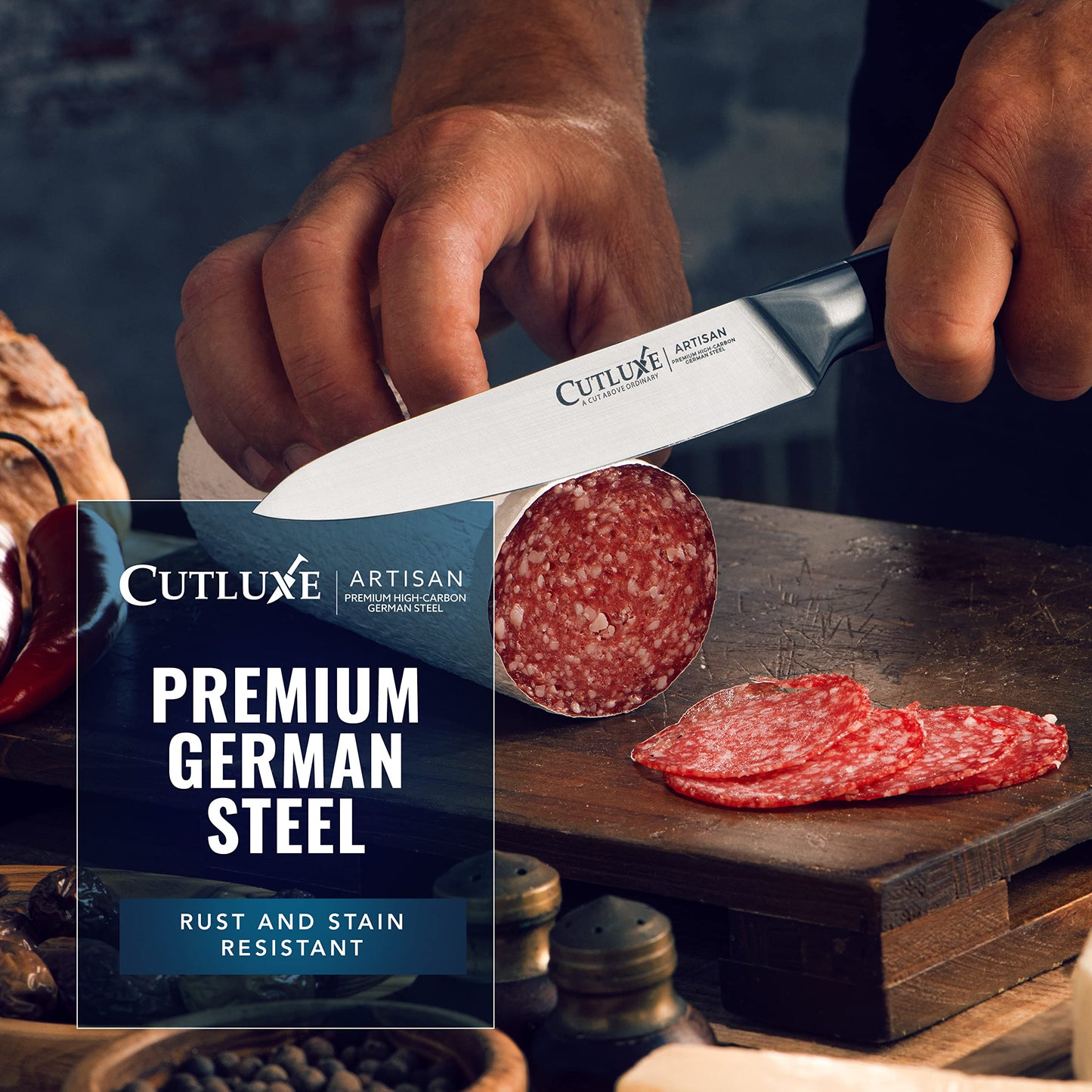 Cutluxe Kitchen Utility Knife, 5.5" Paring Kitchen Knife – Razor Sharp Blade, High Carbon German Steel, Full Tang Ergonomic Handle Design – Artisan Series