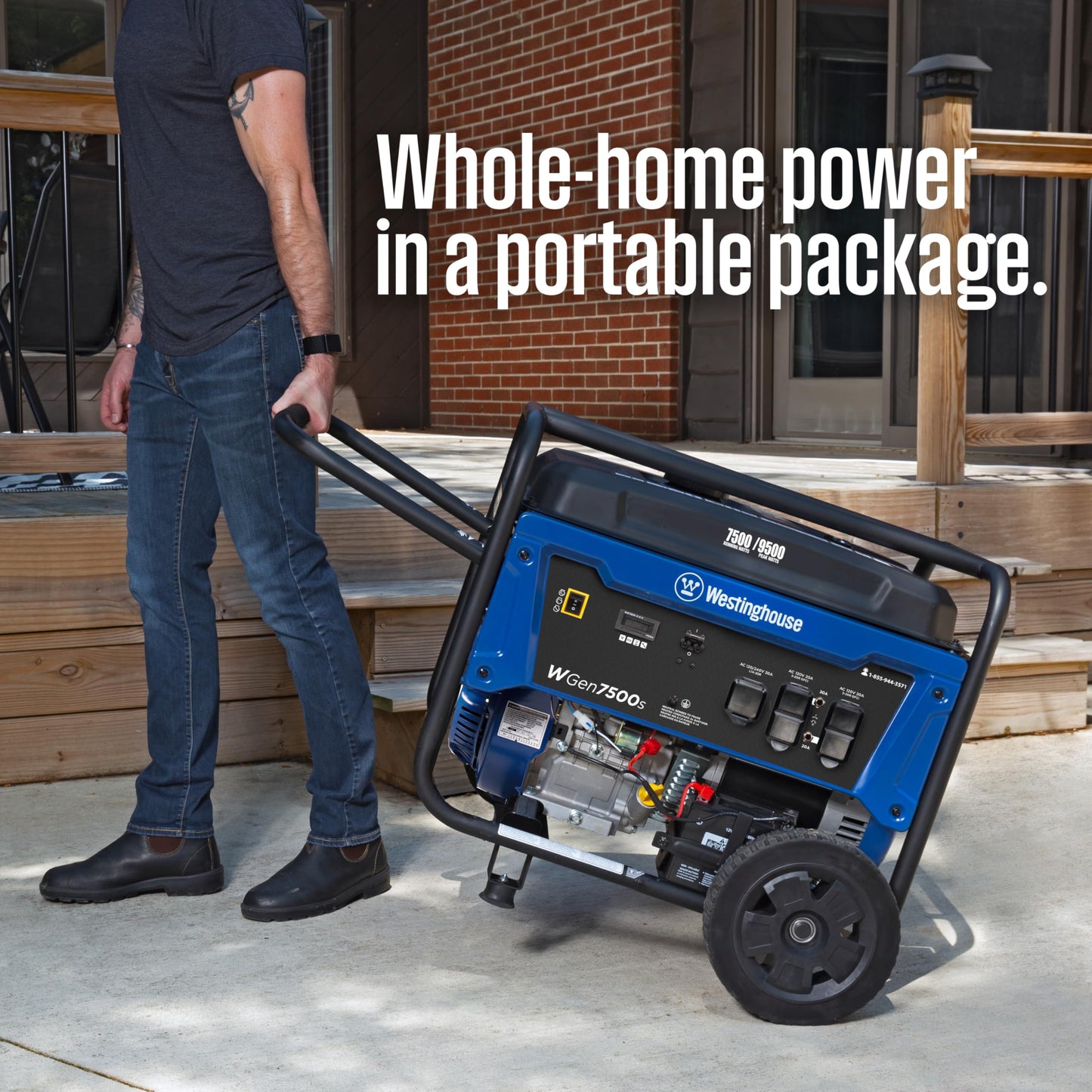 Westinghouse 9500 Peak Watt Home Backup Portable Generator, Transfer Switch Ready 30A Outlet, Gas Powered