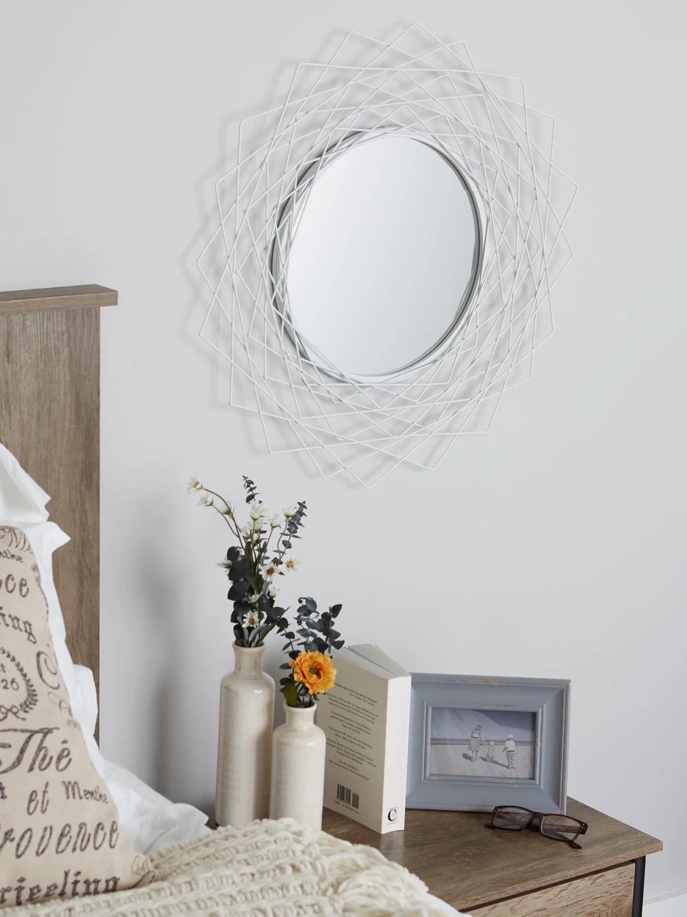 Geometric White Wall Mirror