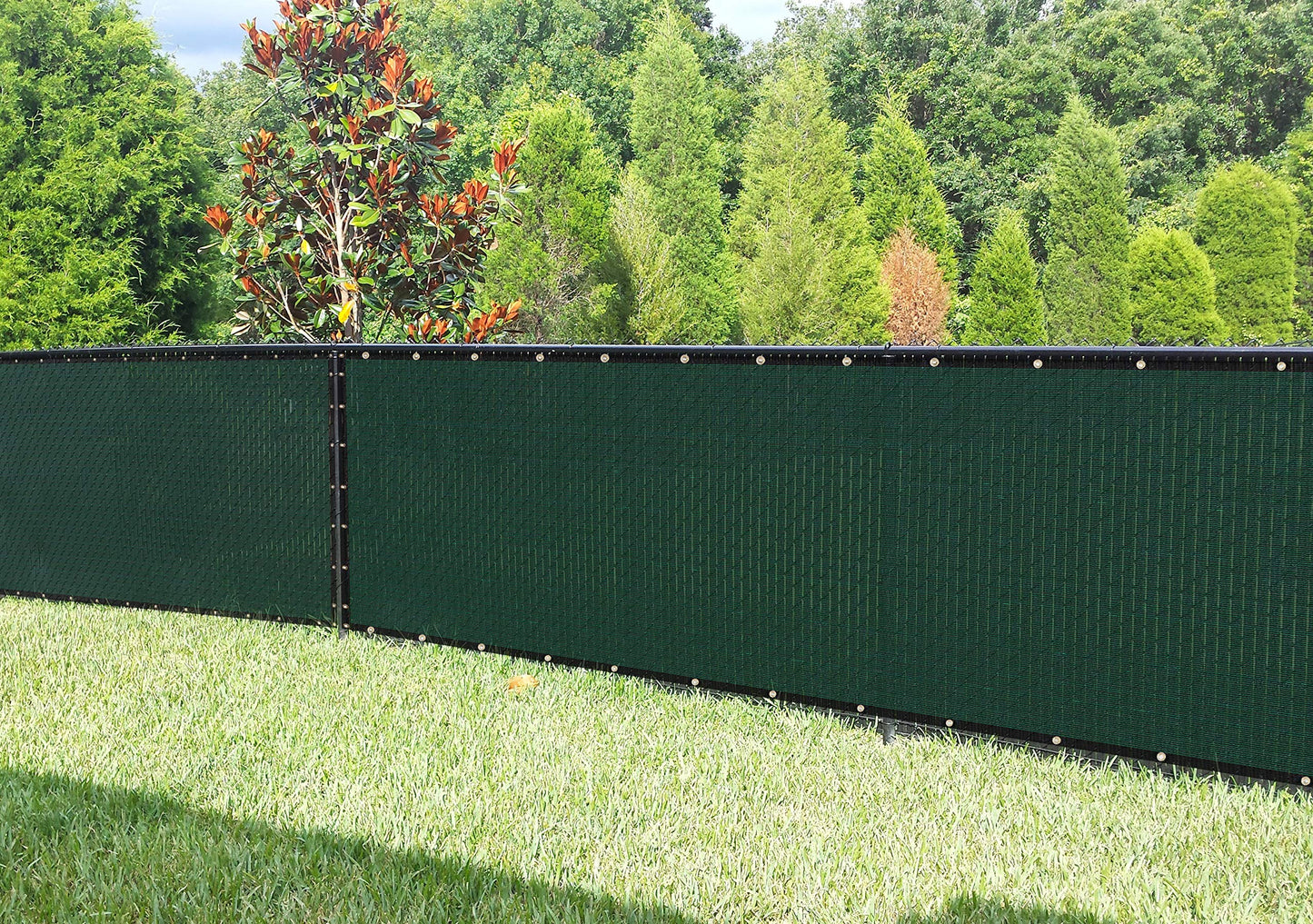 Sunnykud Fence Privacy Screen 4'x25' Heavy Duty Fencing Mesh Shade Net Cover for Outdoor Yard Garden - Dark Green