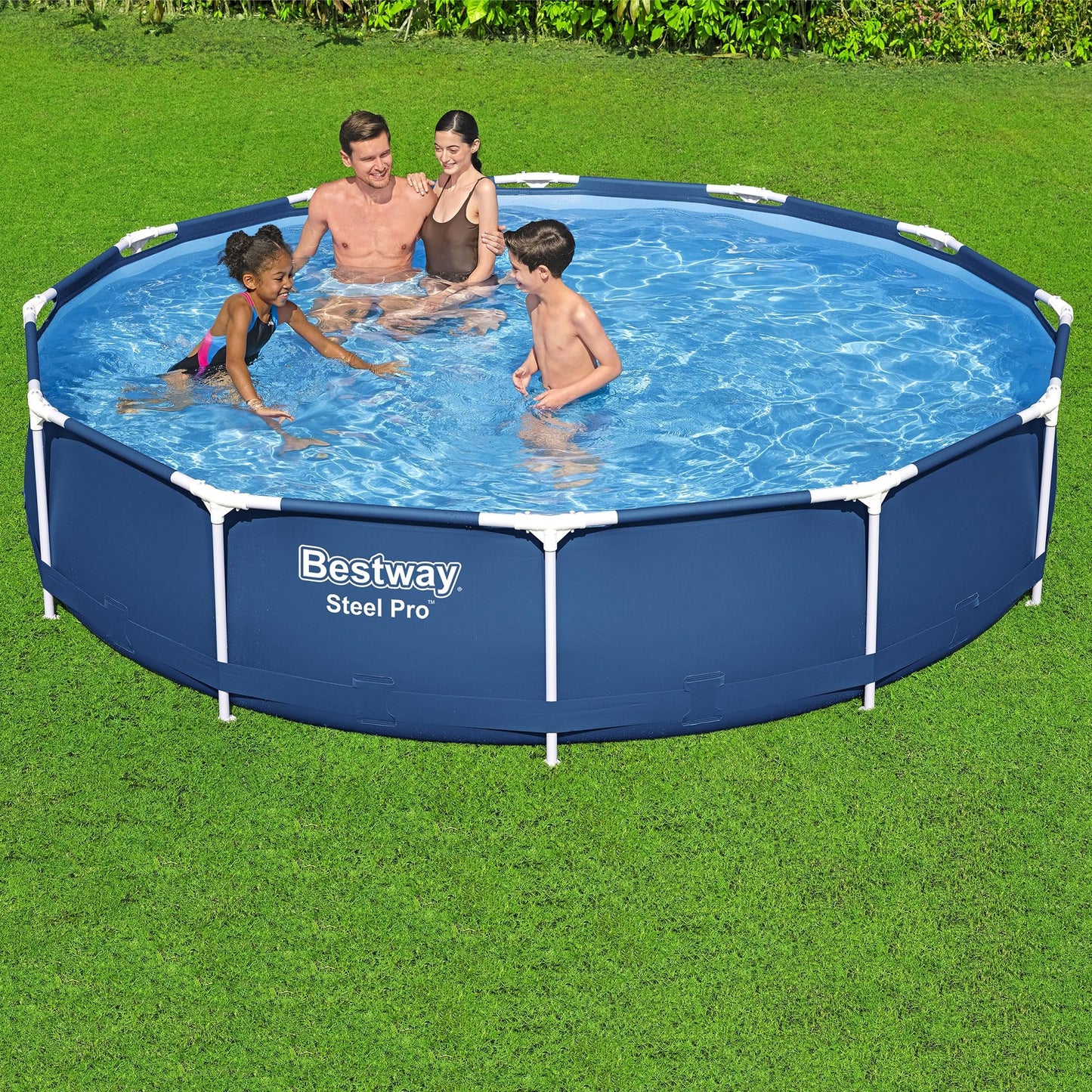 Bestway Steel Pro 12 feet x 30 inches Round Above Ground 1,710 Gallon Pool Set with DuraPlus Liner, 530 Gallon Pool Filter, and Repair Patch