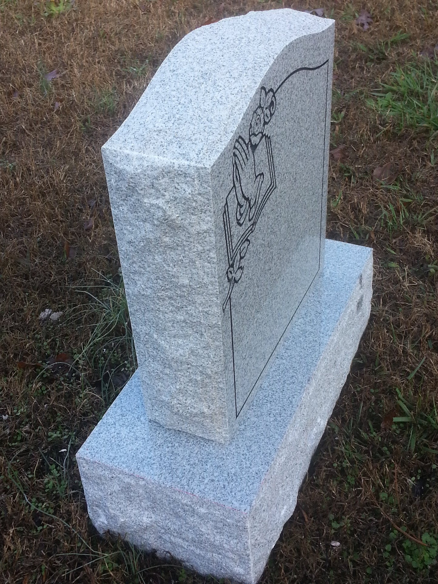 Upstate Stone Works Granite Memorial Headstone Die and Base (5 Designs)