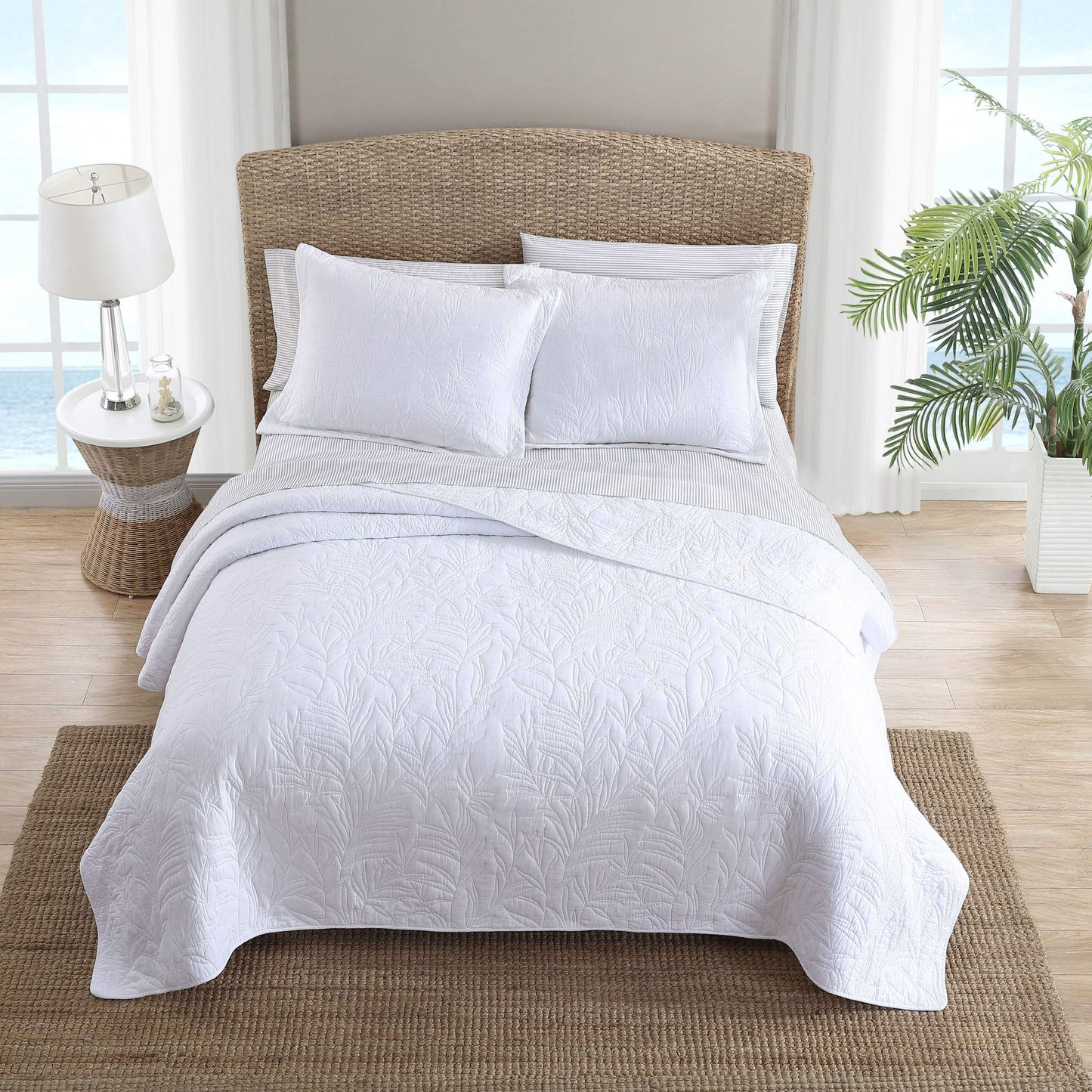 Tommy Bahama Home | Costa Sera Collection | Soft and Breathable, Quilt Bedpsread Coverlet Seasons, Pre-Washed for Added Softness, Twin, White