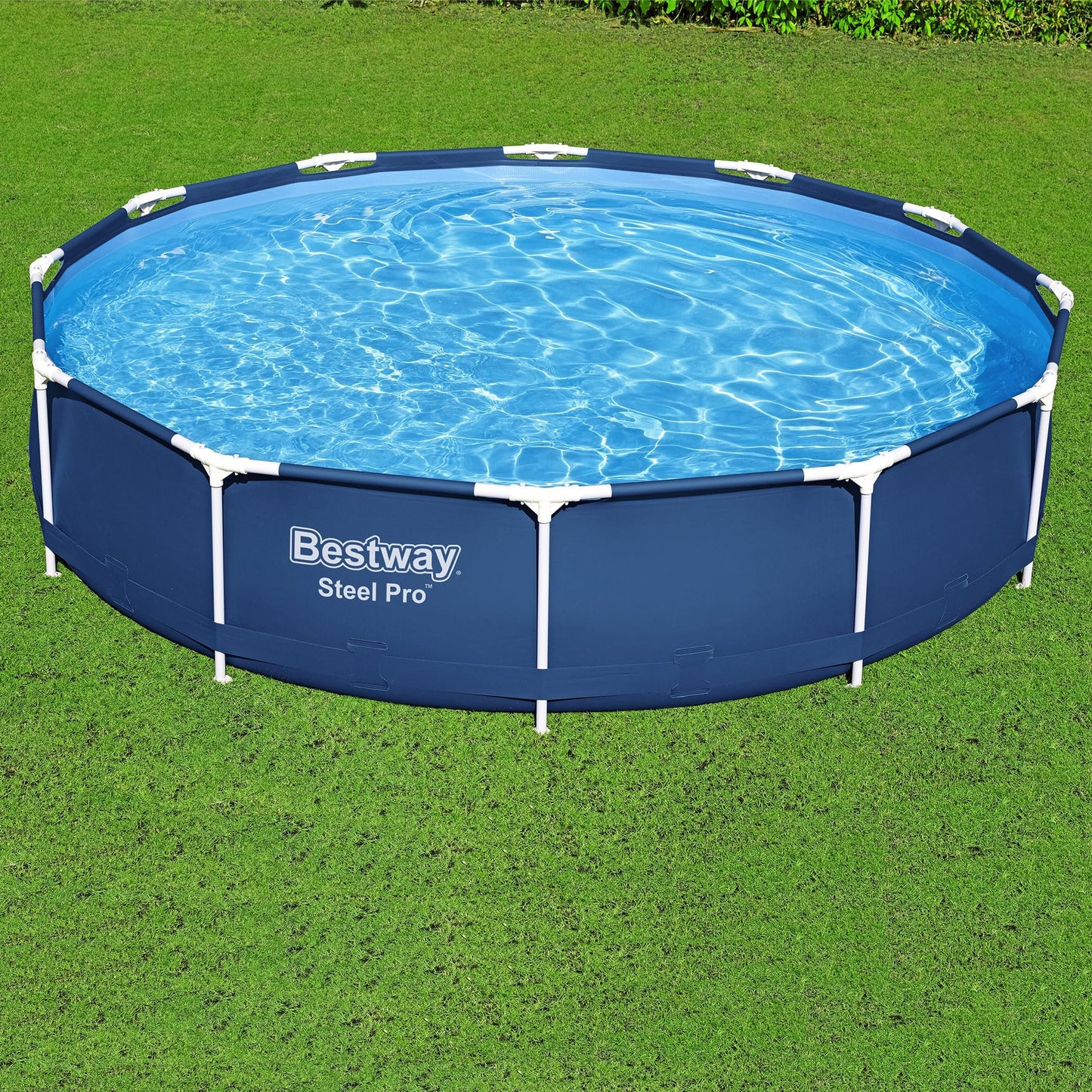 Bestway Steel Pro 12 feet x 30 inches Round Above Ground 1,710 Gallon Pool Set with DuraPlus Liner, 530 Gallon Pool Filter, and Repair Patch