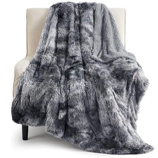 Bedsure Soft Twin Blanket for Bed, Fluffy Fuzzy Blankets Twin Size for Couch, Sofa, Cozy Plush Sherpa Fleece Faux Fur Blanket, Thick Warm Christmas Blanket Gifts for Women, Men, 60x80, Tie Dye Grey