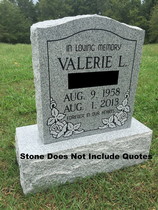 Upstate Stone Works Granite Memorial Headstone Die and Base (5 Designs)