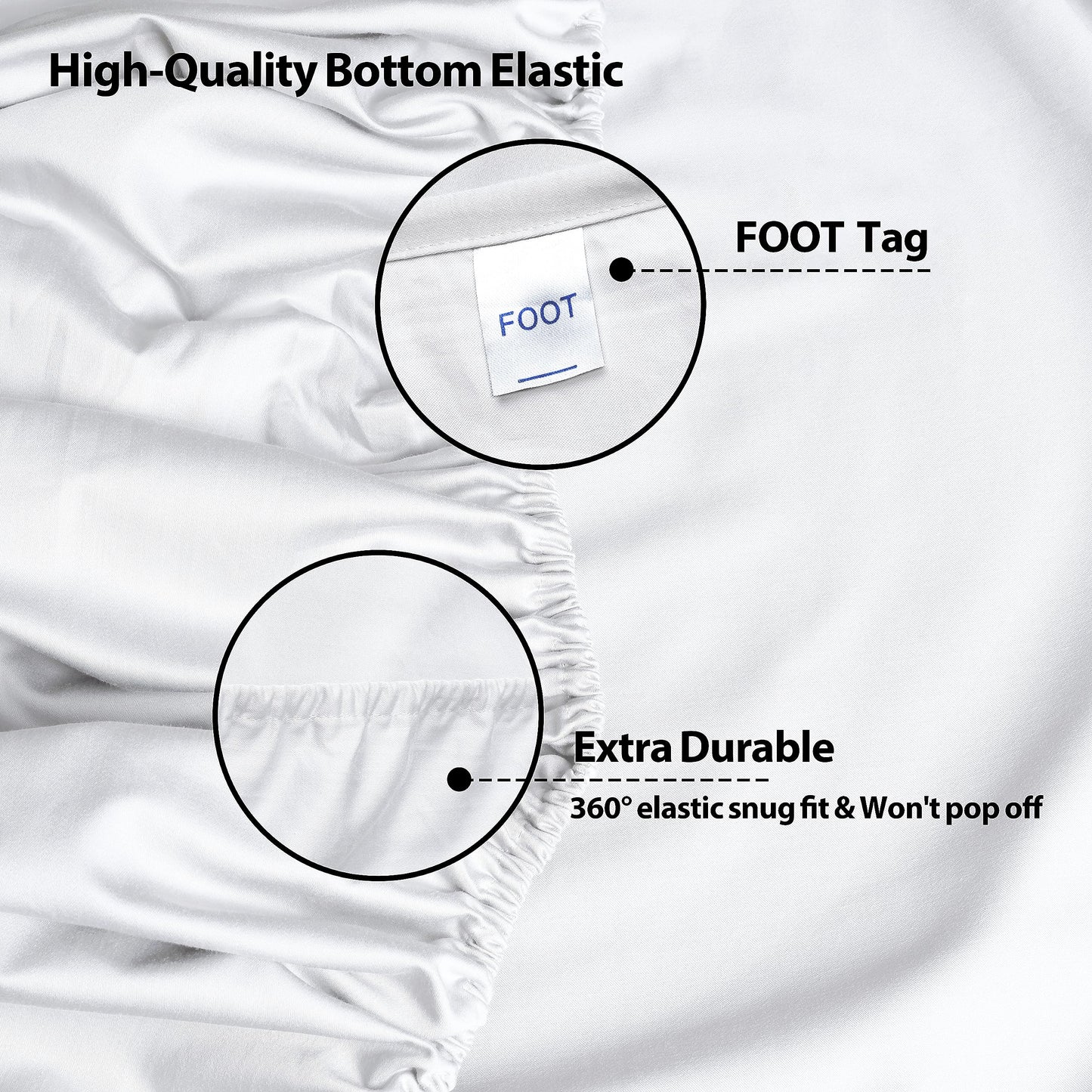 2-Pack Pure Cotton Twin XL Fitted Sheet for Adjustable Bed Split King, 600 TC 16" Deep Pocket Egyptian Cotton Fitted Sheet (2pcs, Twin XL, White)