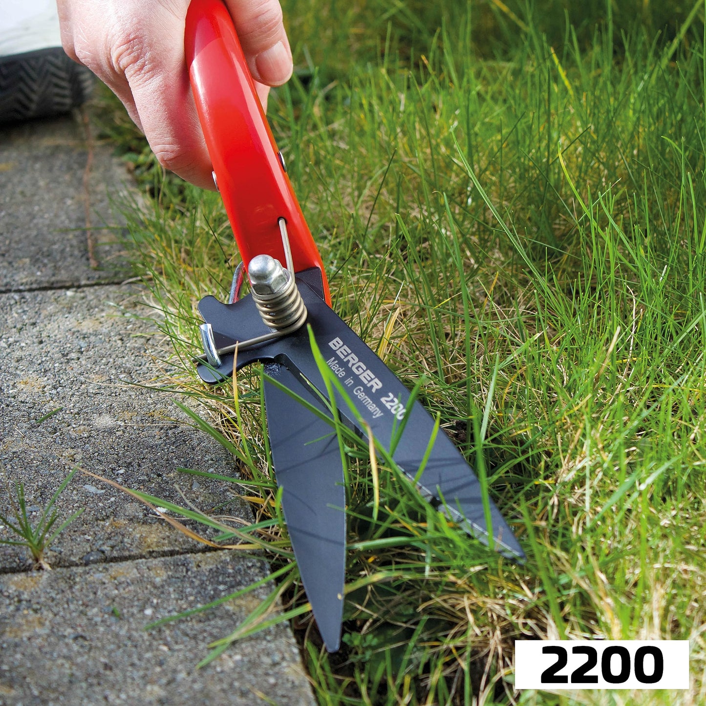 BERGER 2200 Lawn Edge Scissors, Grass Non-Stick Coated Blades Hand Shears, 30x4.5x10.5 cm, Red