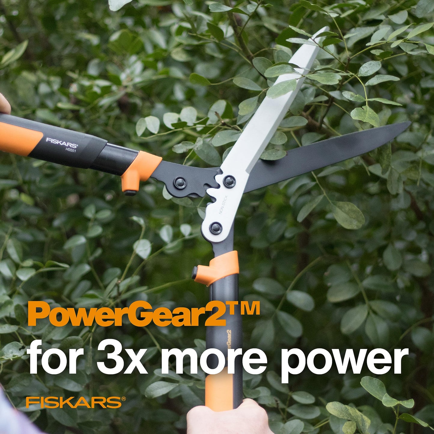 Fiskars 23-Inch Hedge Shears, Bush Trimmer with PowerGear2 Design That Provides 3X More Power on Every Cut, SoftGrip handles with Shock-Absorbing Bumpers