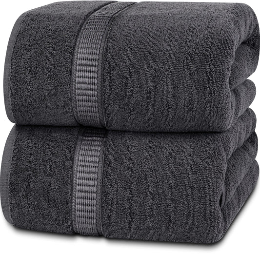 Utopia Towels - Luxurious Jumbo Bath Sheet 2 Piece - 600 GSM (35X70 Inches) 100% Ring Spun Cotton - Highly Absorbent and Quick Dry Extra Large Bath Towel - Super Soft Hotel Quality Towel (Grey)