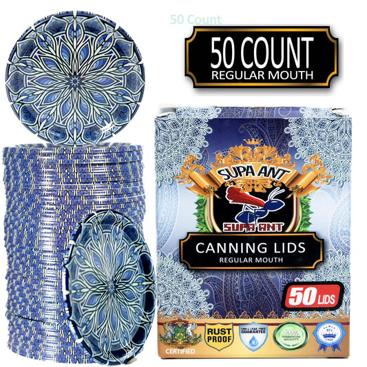 Canning Lids - Canning Lids Regular Mouth - Canning Jar Lids - Regular Mouth Canning Lids - Can Lids - Jar lids - For Jars Canning Lids 50pk (Blue Wall Plate)