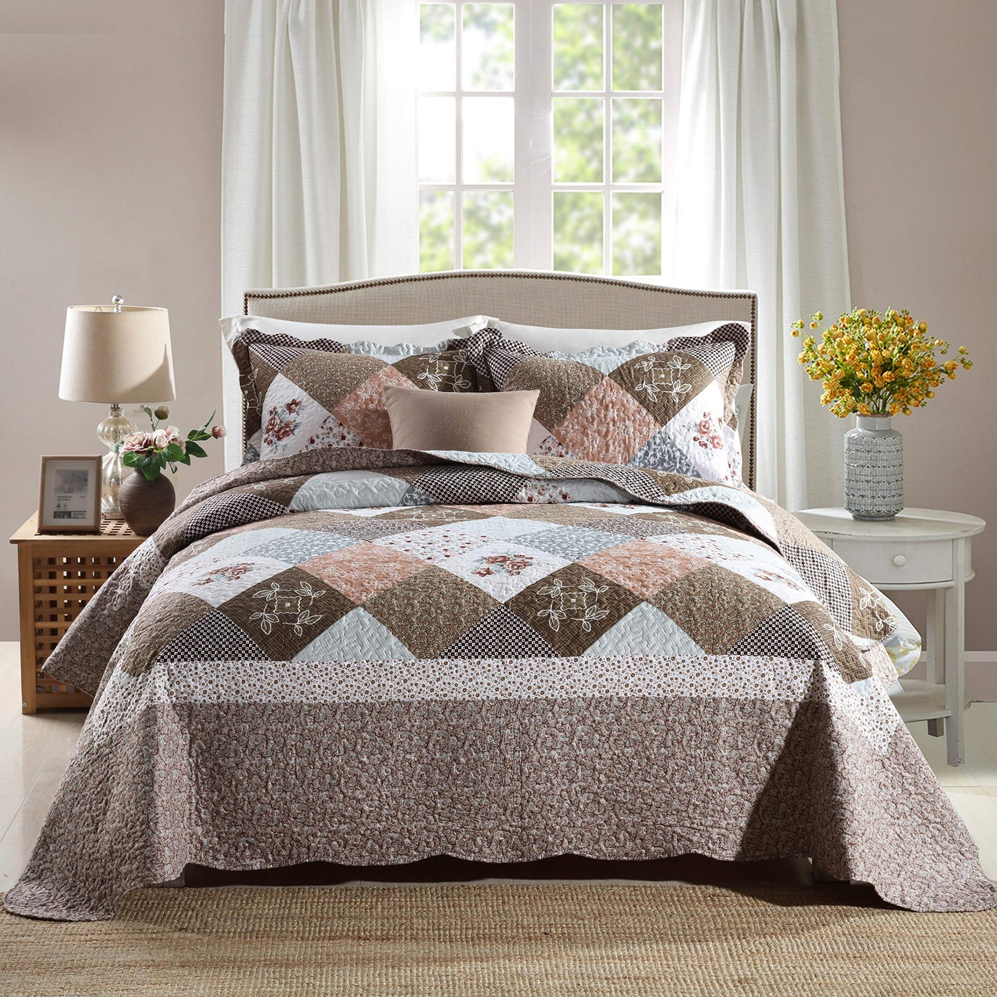 Travan 3-Piece King Quilt Sets with Shams Oversized Bedding Bedspread Reversible Soft Coverlet Set, King Size