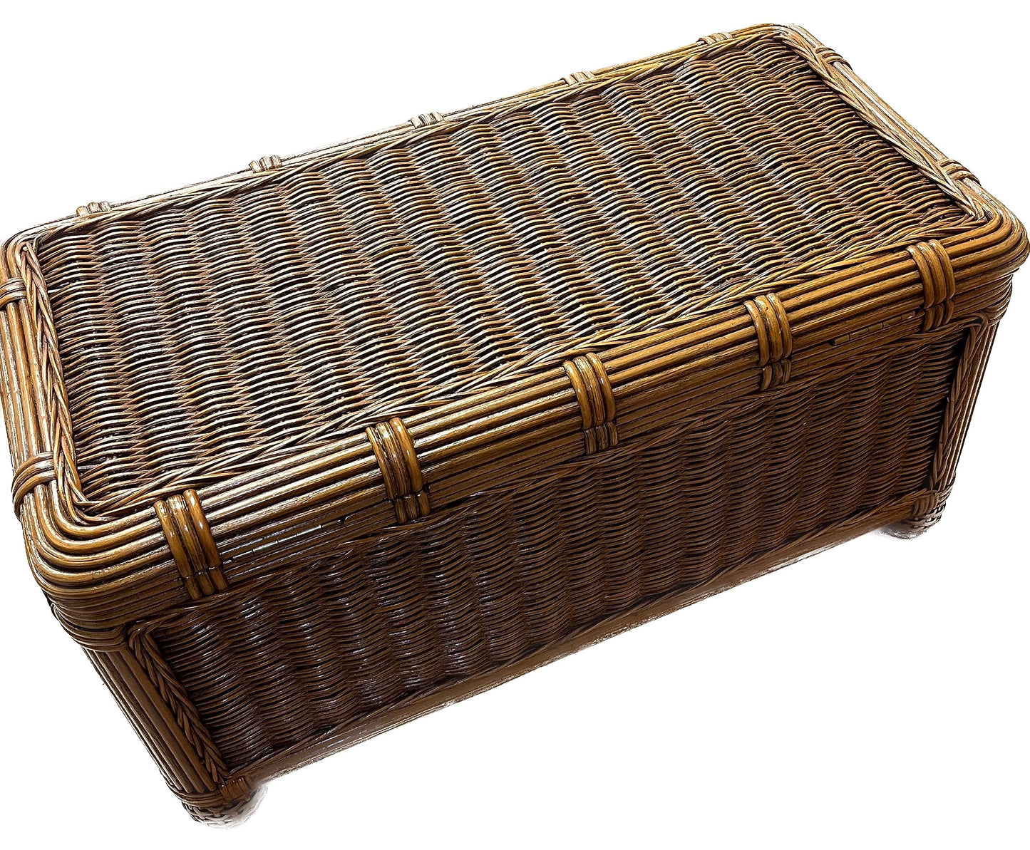 Brown Wicker Trunk - Wood Lined Storage Chest