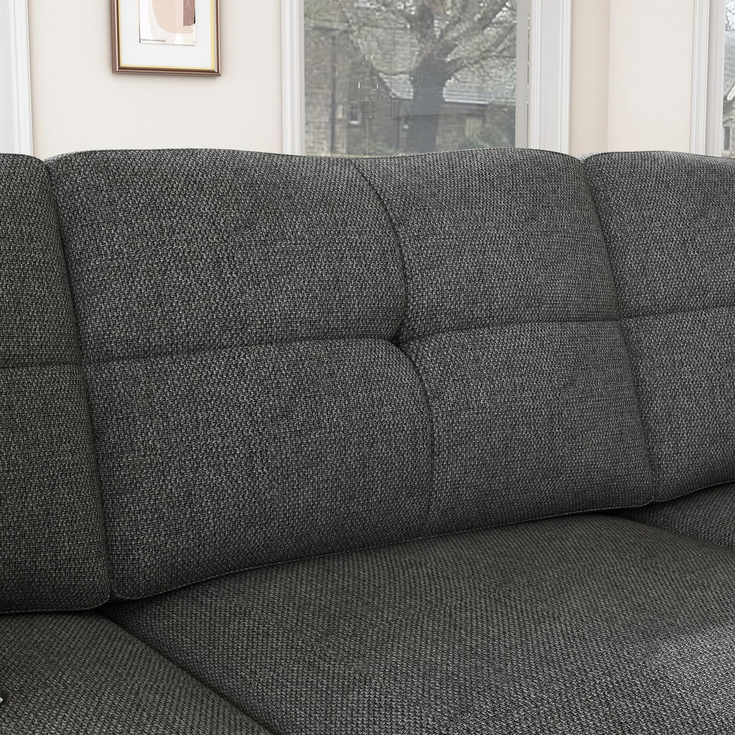 HONBAY Convertible Sectional Sofa, L Shaped Couch, Reversible 4 Seat Corner Sofa for Small Apartment,Dark Grey