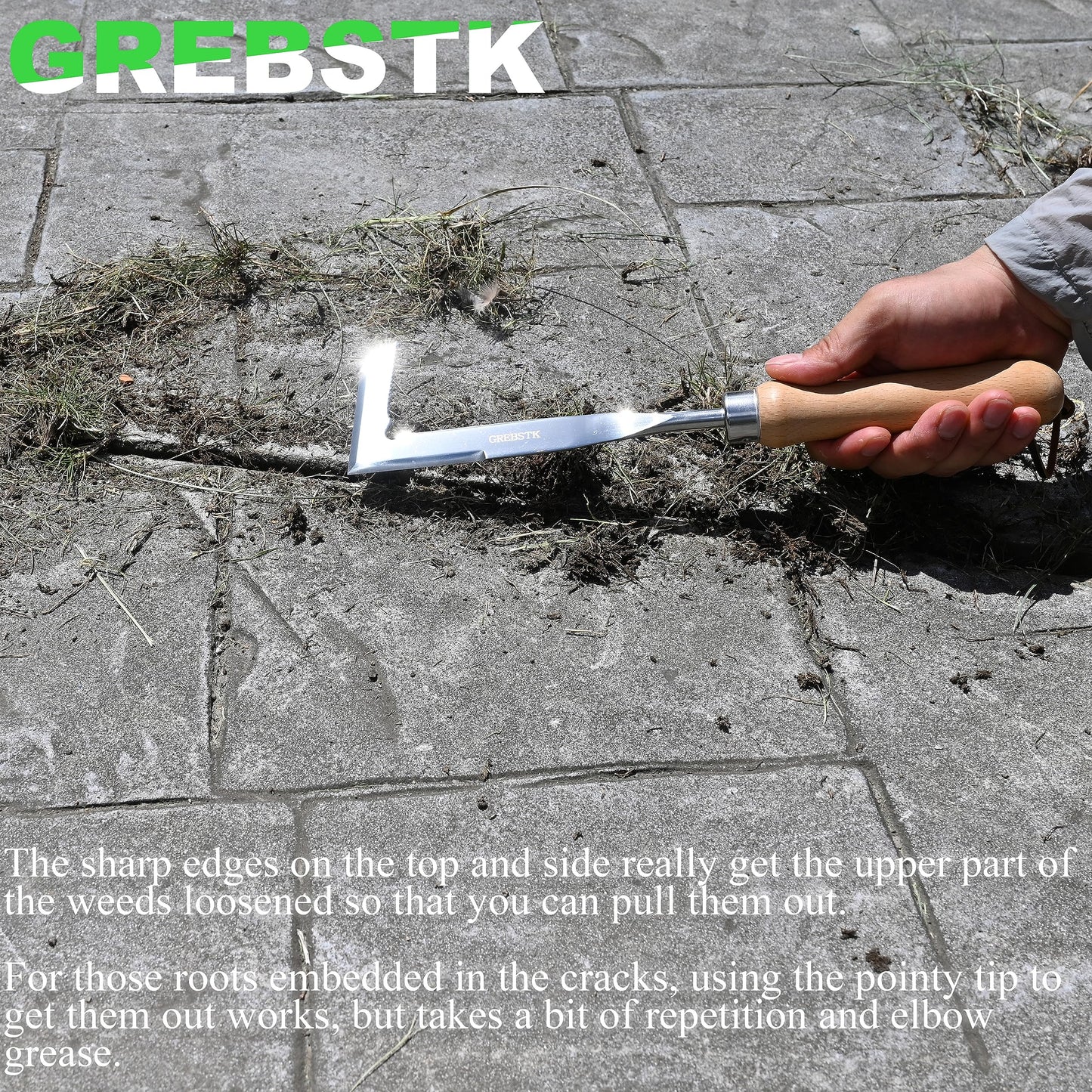 GREBSTK Crack Weeder Crevice Weeding Tool Stainless Steel Manual Weeder Beech Handle Gardening Tool