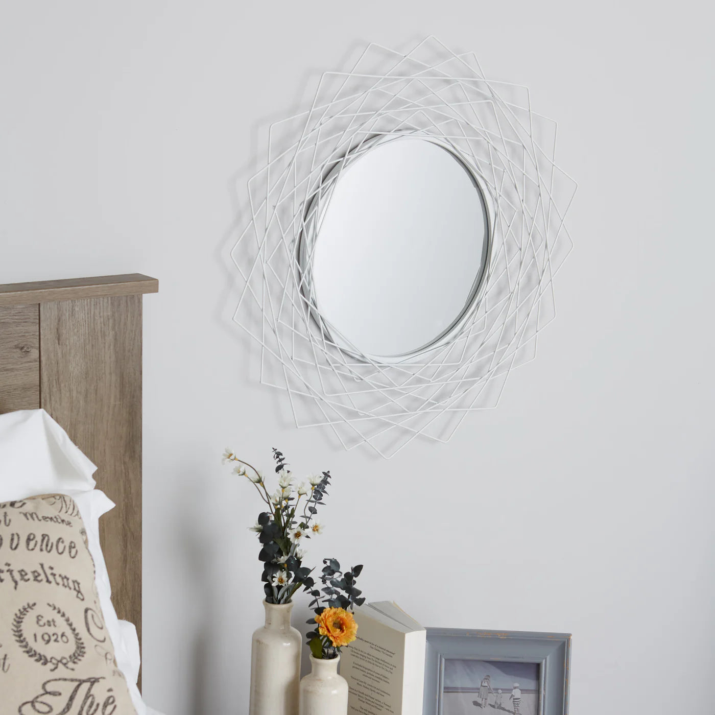 Geometric White Wall Mirror