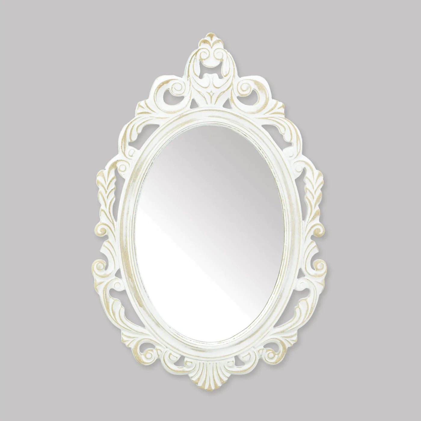 Antiqued White Wall Mirror