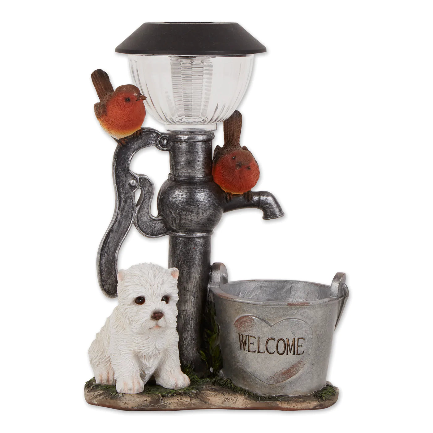 Little Pup And Water Pump Solar Light