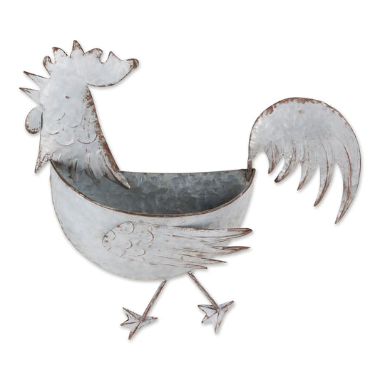 Rooster Galvanized Wall Planter
