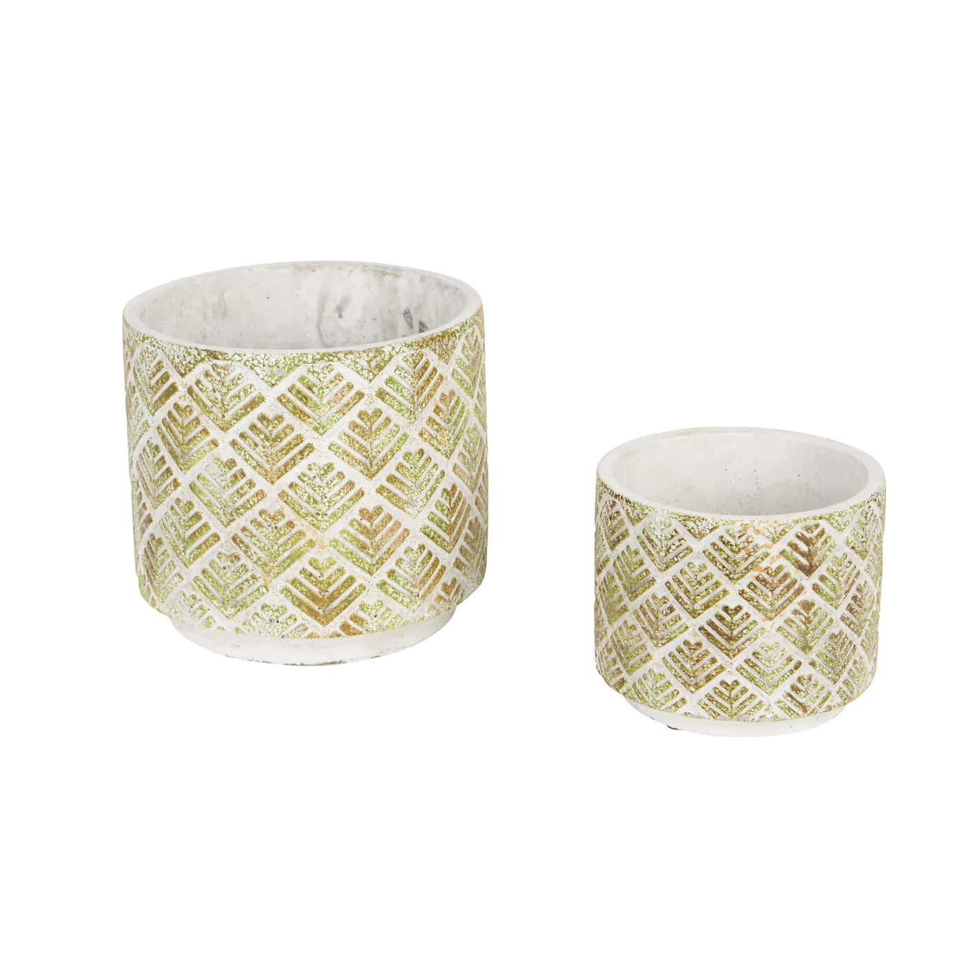 Abstract Gold / White Cement Flower Pot Set