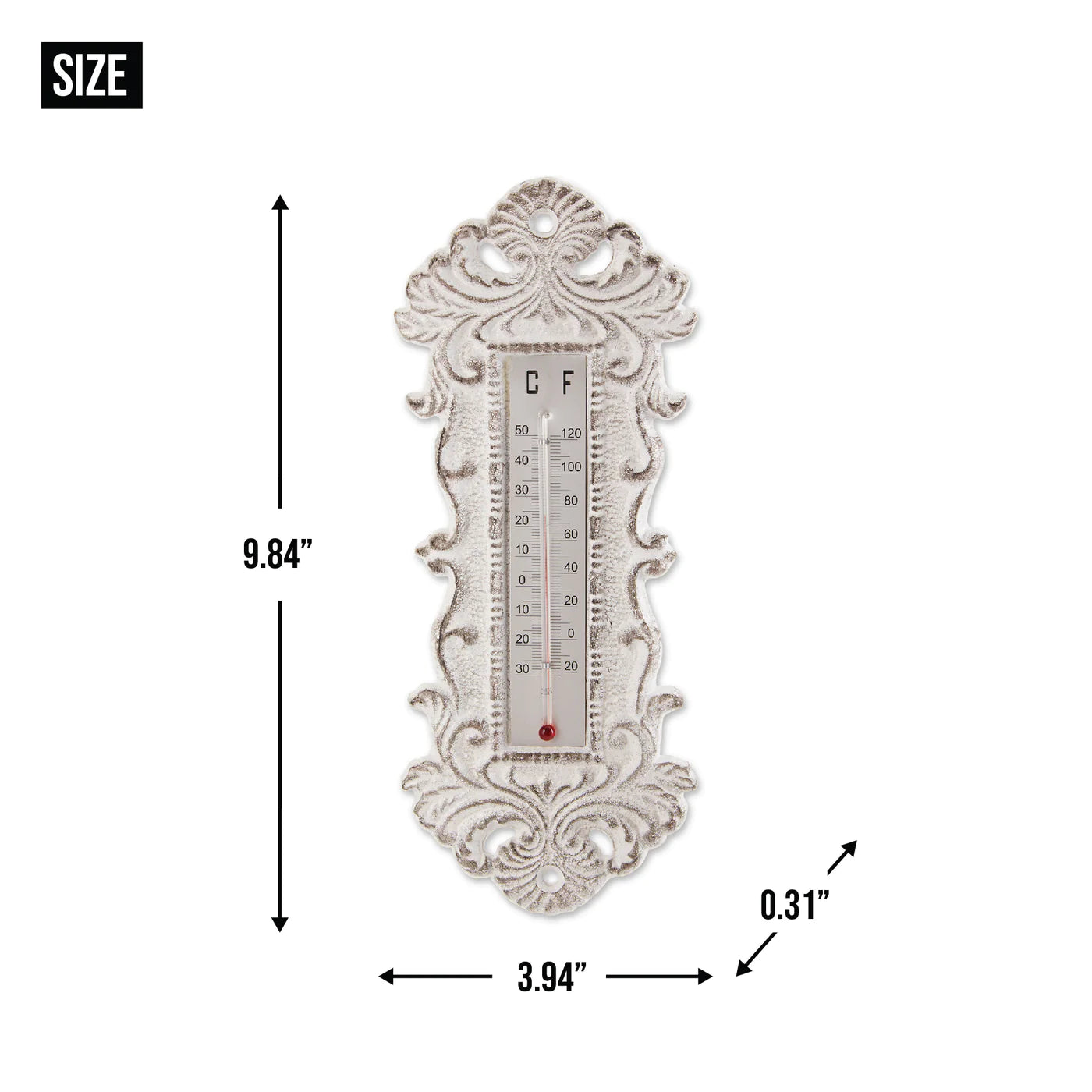 Ornate Cast Iron Wall Thermometer